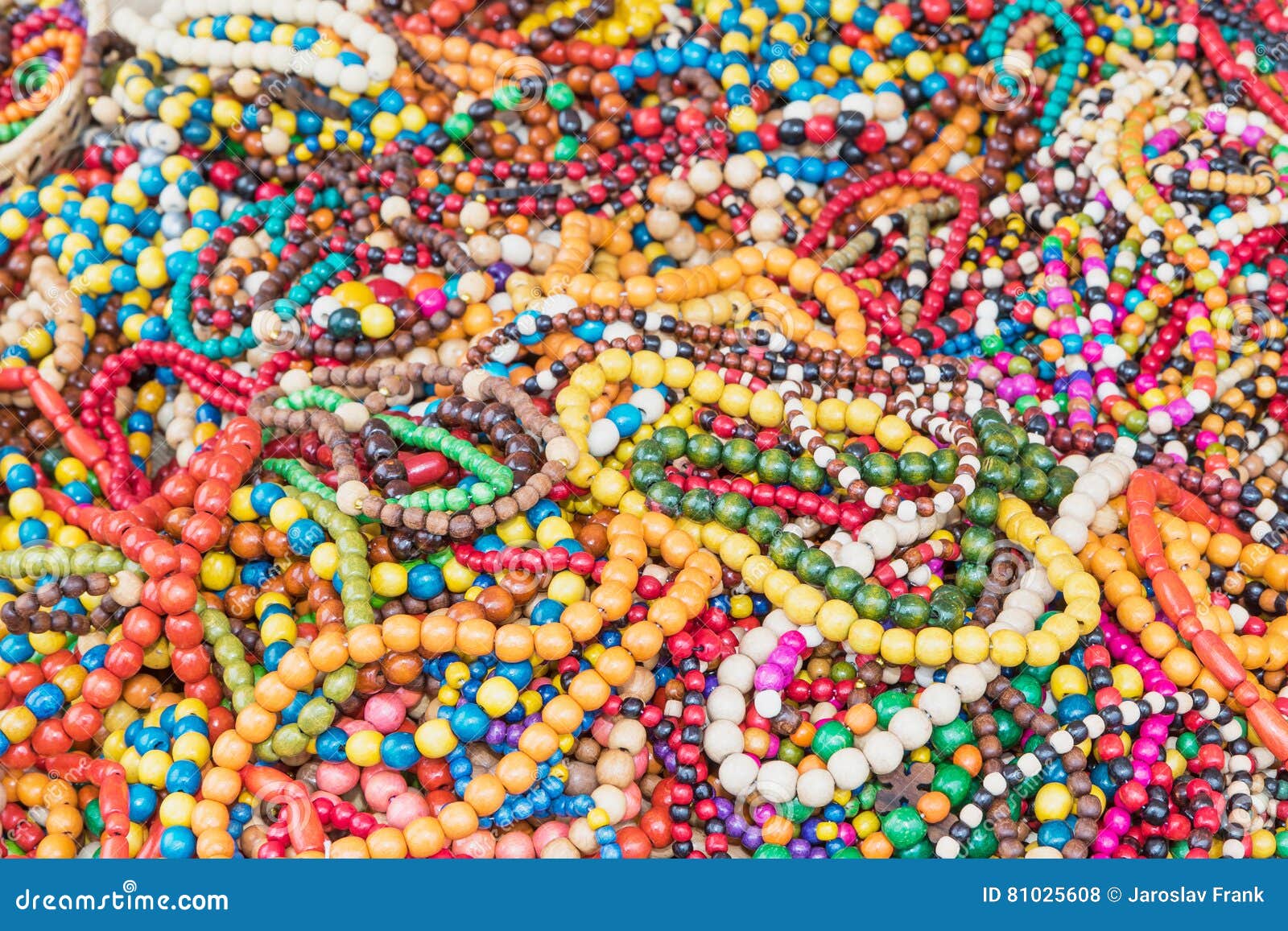 The Pile of Multicolored Wooden Necklaces Stock Photo - Image of brown ...