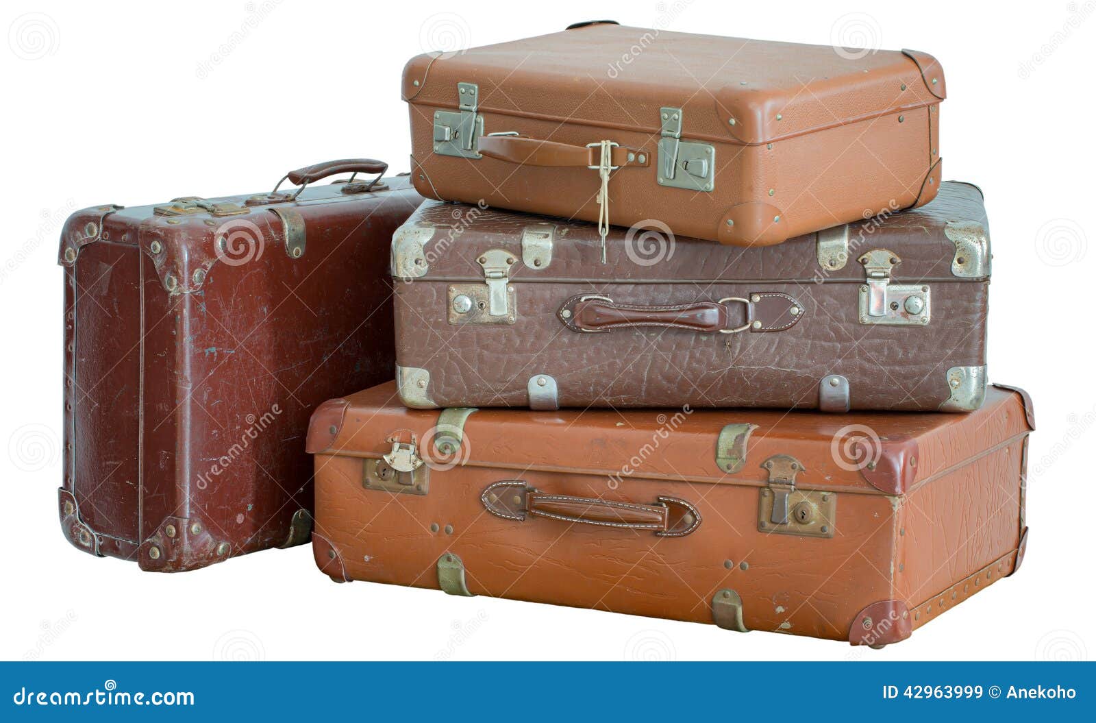 Pile of old vintage suitcases colorful briefcases Vector Image