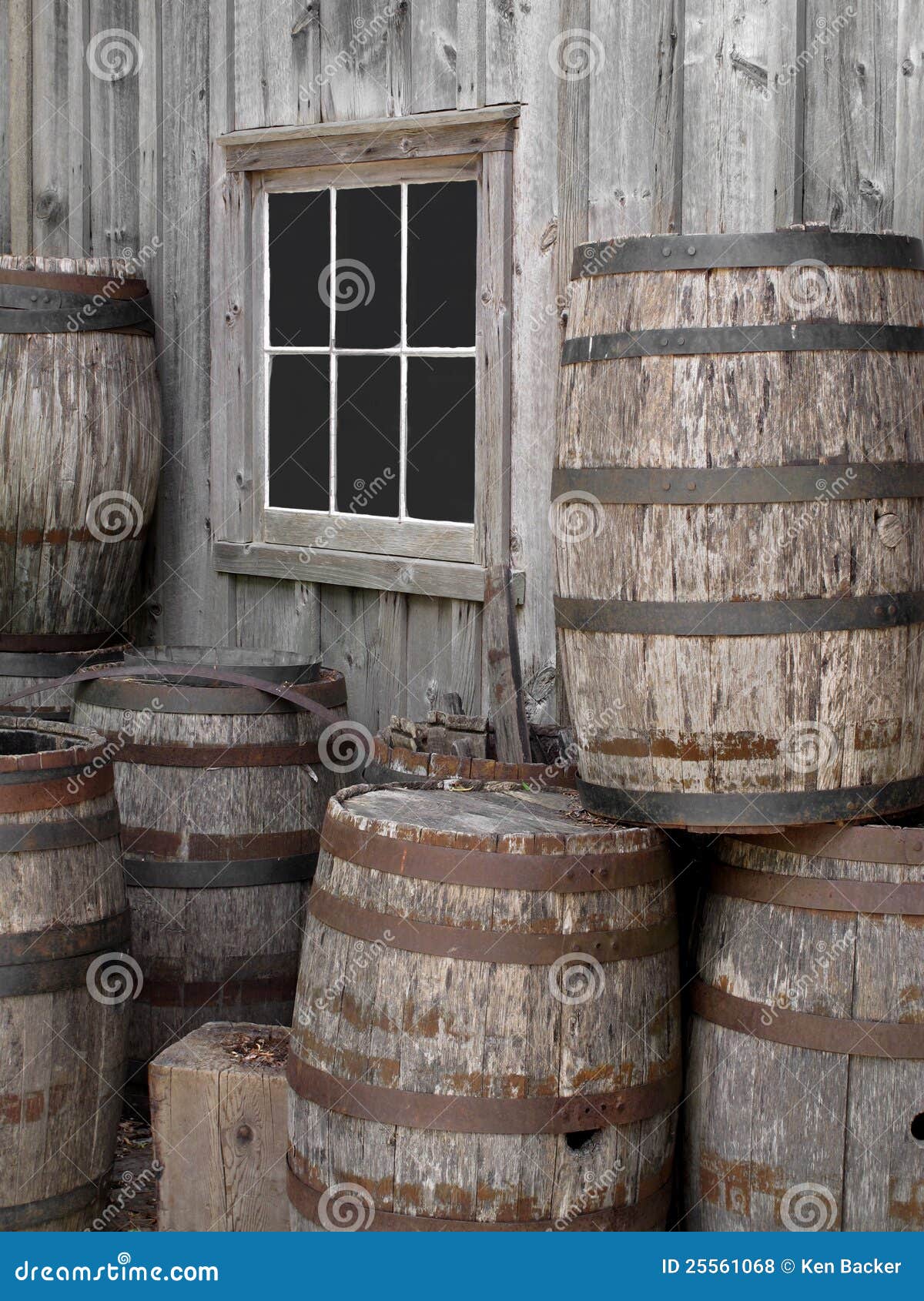 Wooden Barrels In Old Cellar RoyaltyFree Stock Photography