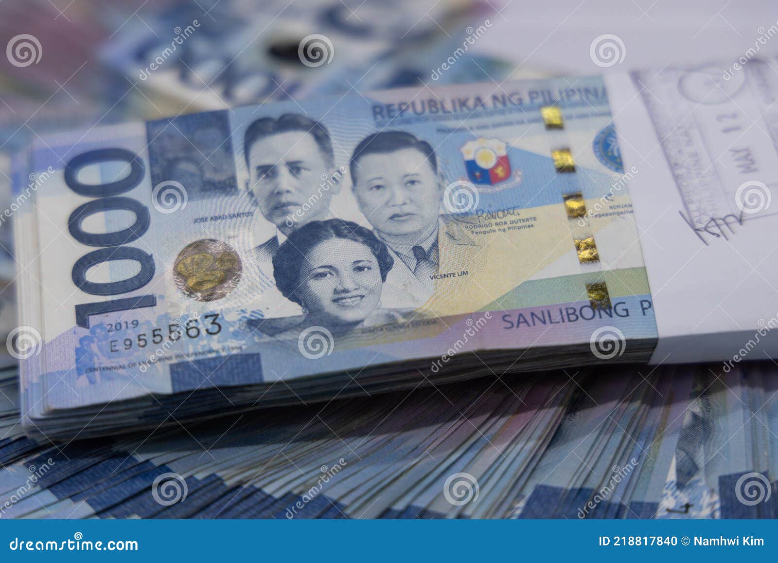 A Pile Of One Thousand Philippines Banknotes. Cash Of Thousand