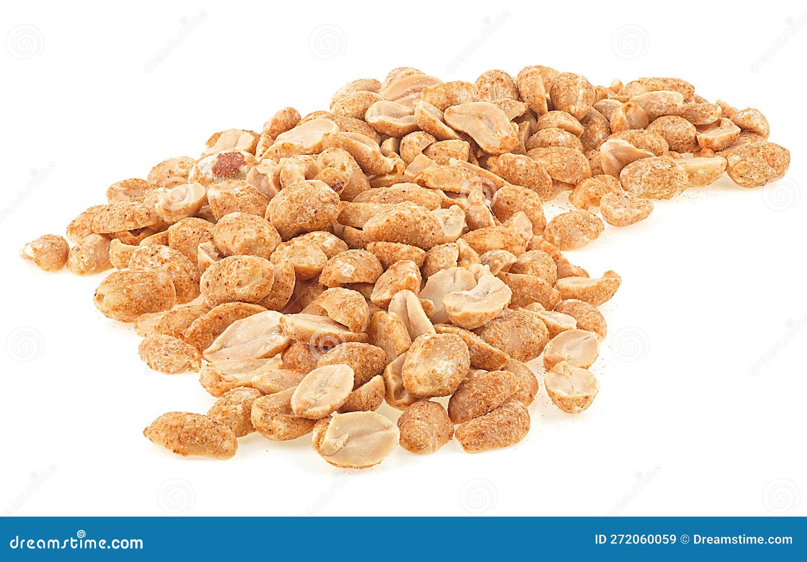 Pile of Paprika Roasted Peanuts Isolated on White Background, Front