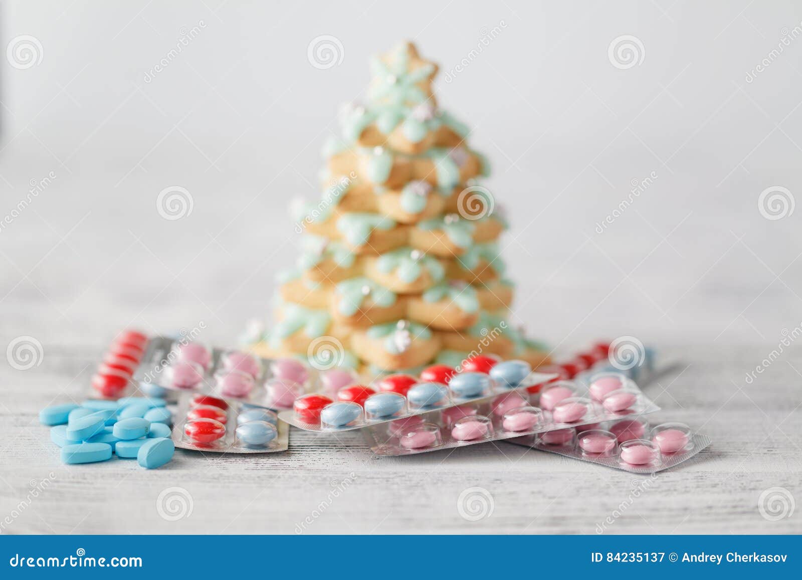 Pile of Pills Under Christmas Tree Stock Image Image of abstract, decoration 84235137