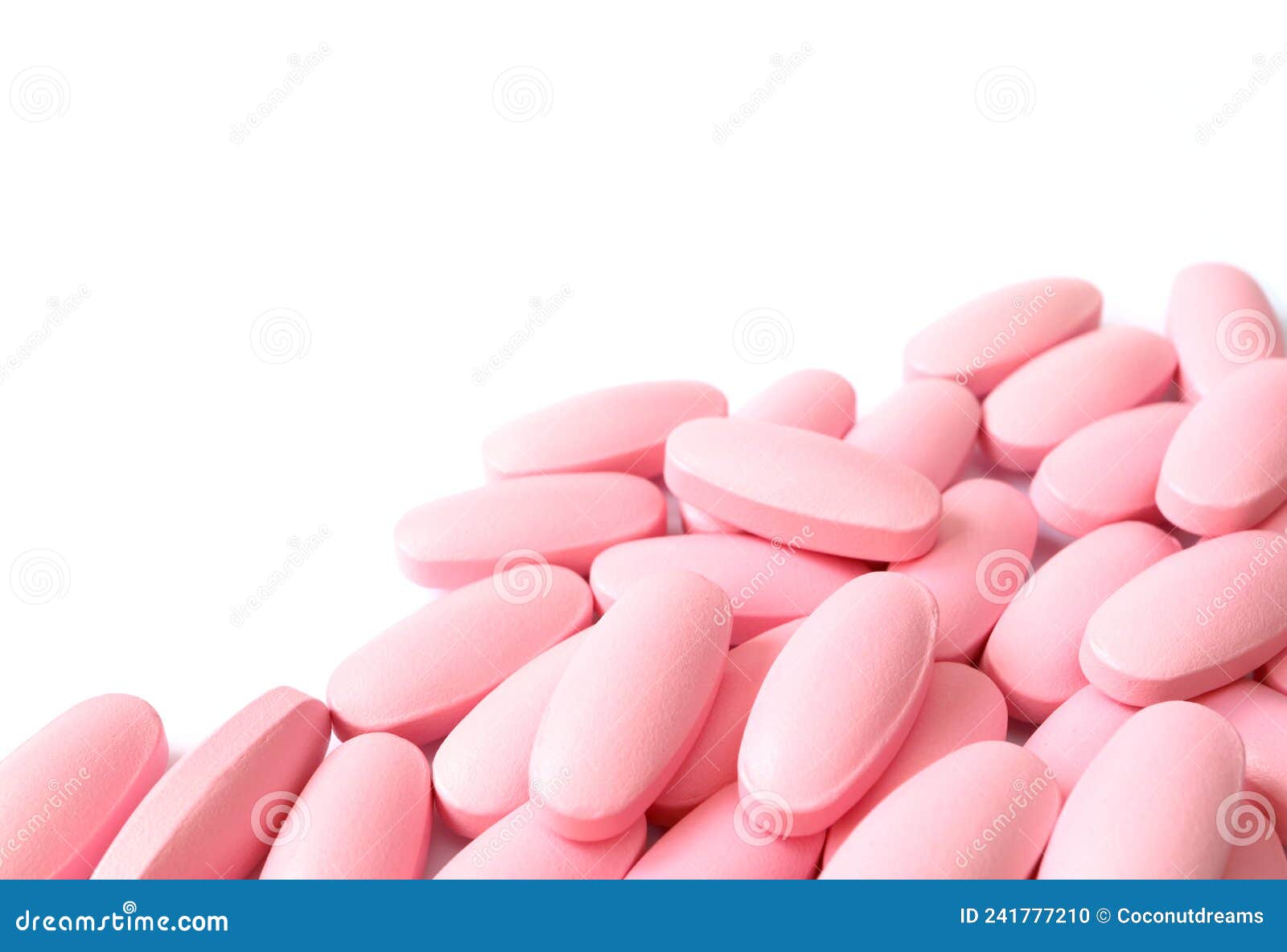 Pile of Pink Tablets on White Background Stock Photo Image of