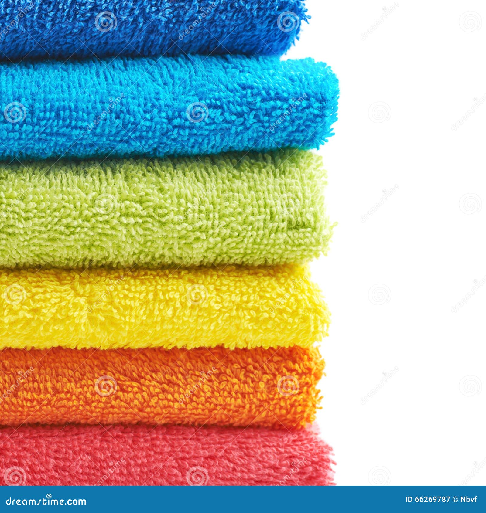 Pile of Rainbow Colored Towels Isolated Stock Image Image of clean