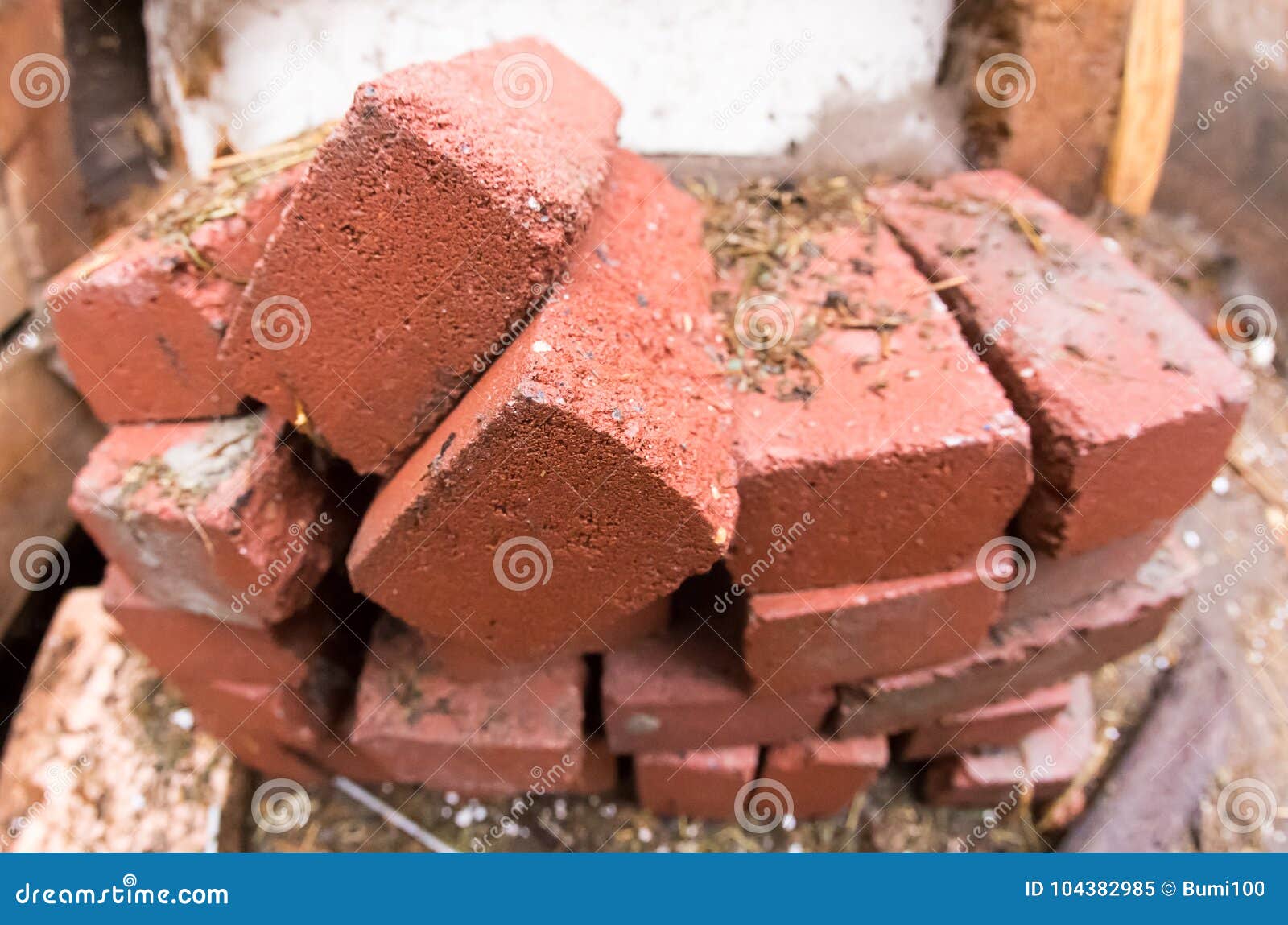 Download Pile Of Red Brick On The Construction Site Geometrical Distortions Fish Eye Stock Image - Image ...