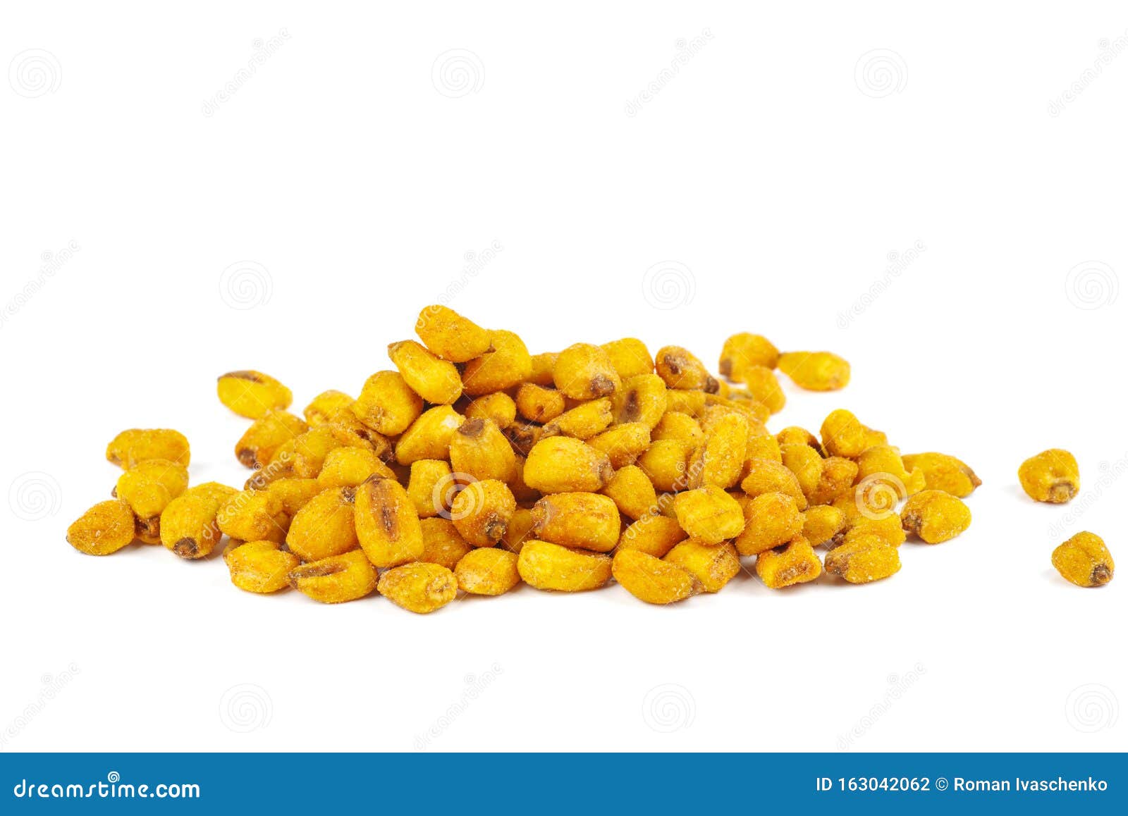Pile of Salted Roasted Corn Isolated on White Background Stock Photo