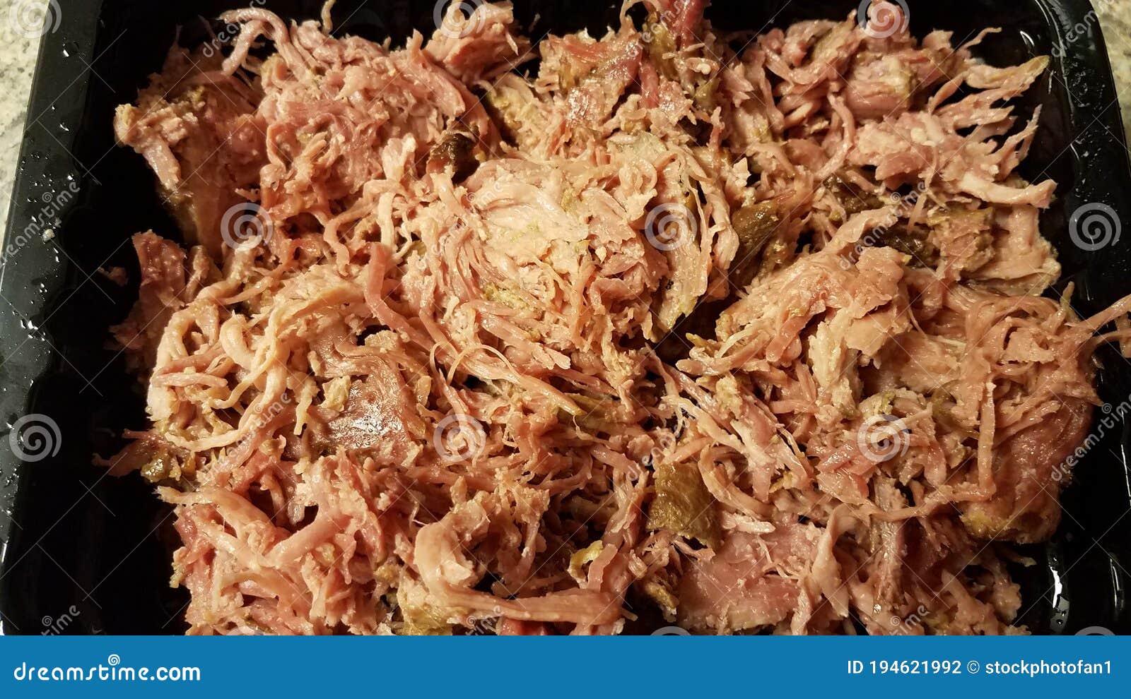 Pile of Savory Pulled Pork Meat in Container Stock Photo Image of