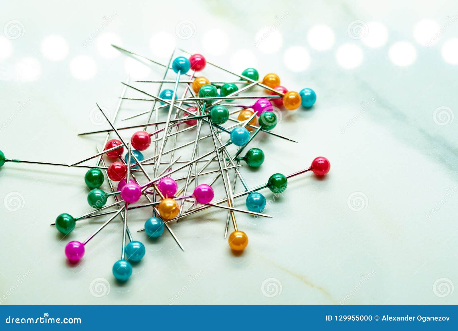 Scattered Colorful Pins on the Marble Stock Photo - Image of heap ...