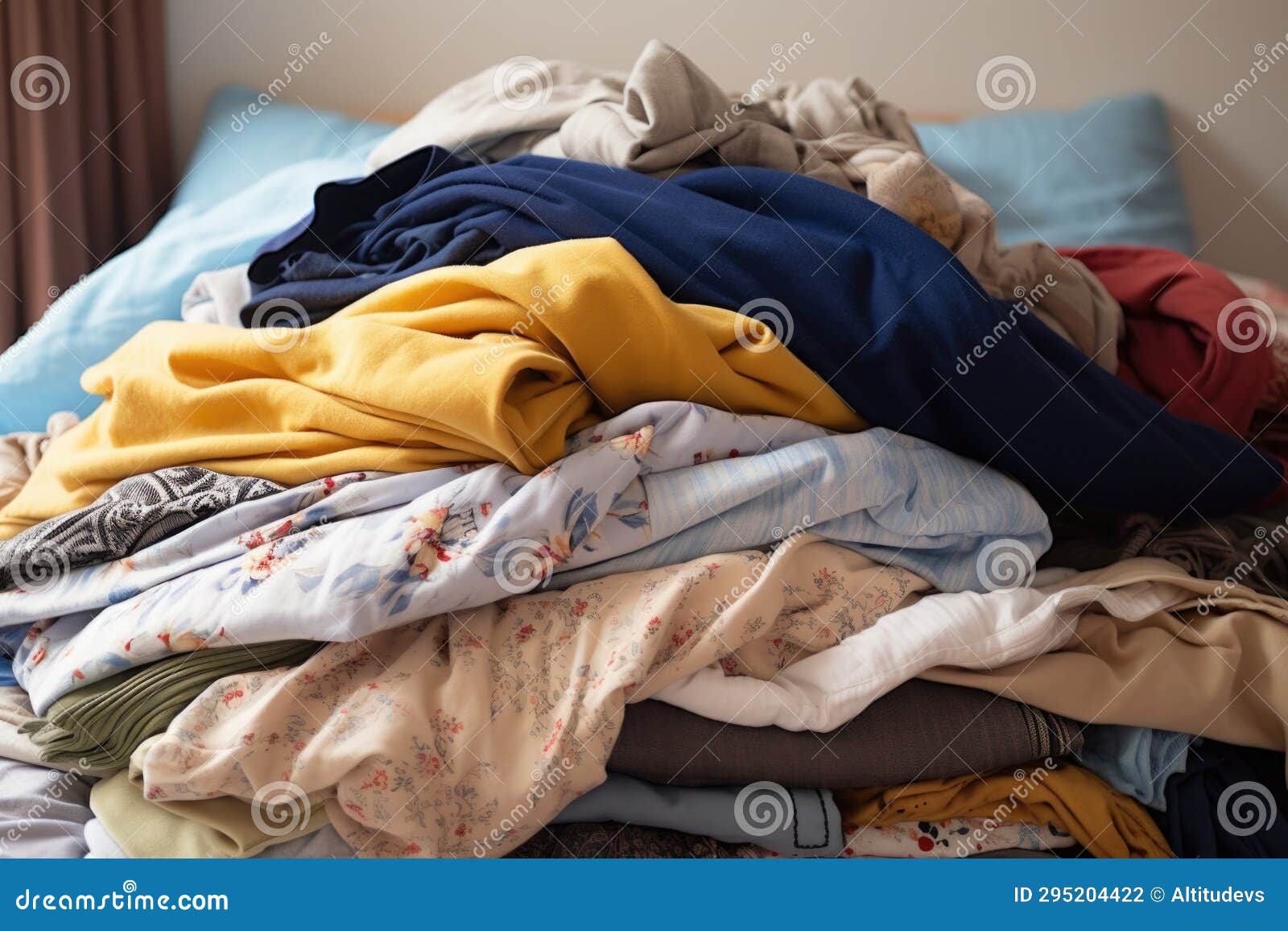 Pile of Secondhand Clothes on a Bed Stock Photo Image of fabric, pile 295204422