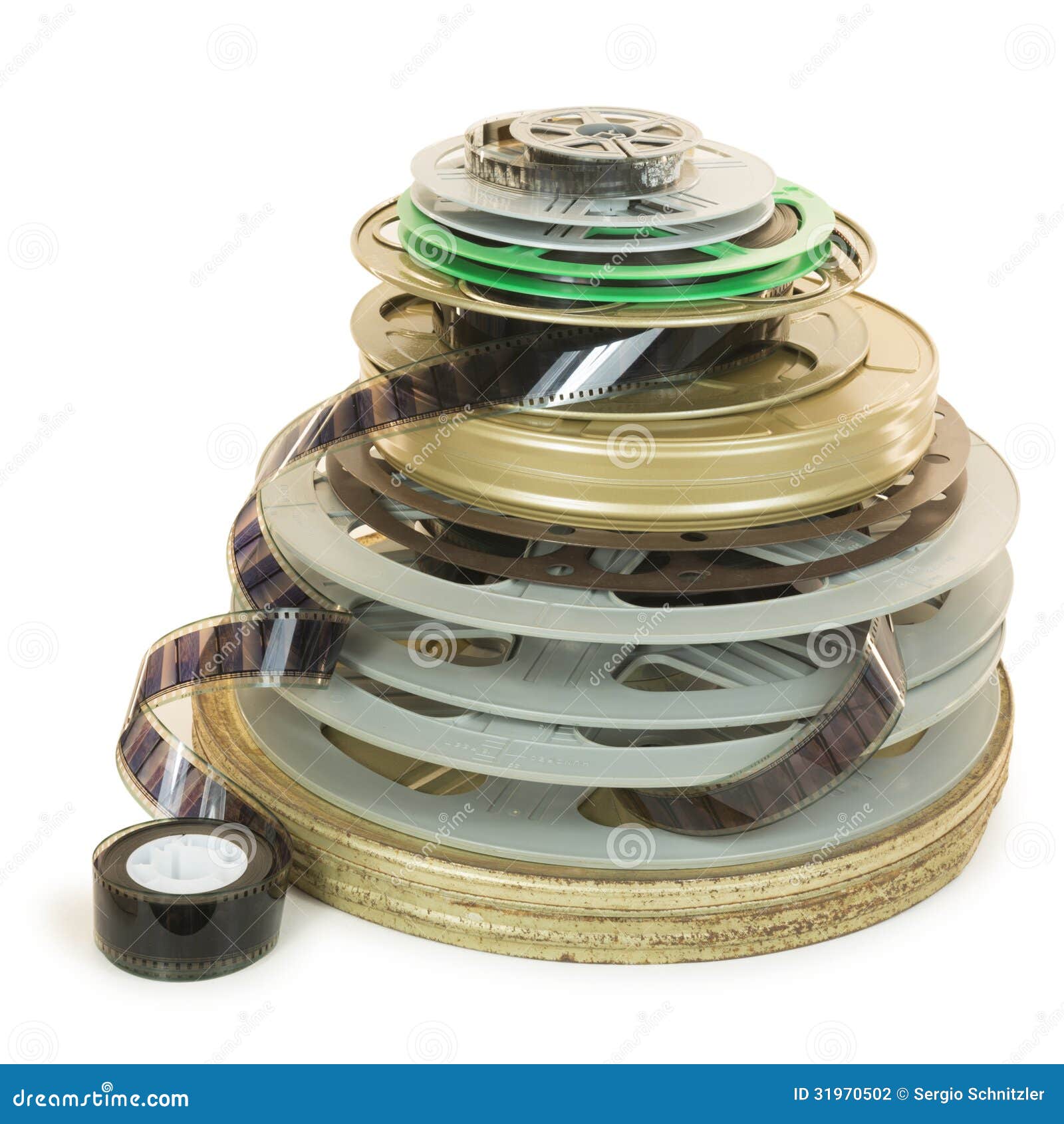 Pile of Several Types of Movie Film Reels Stock Photo - Image of