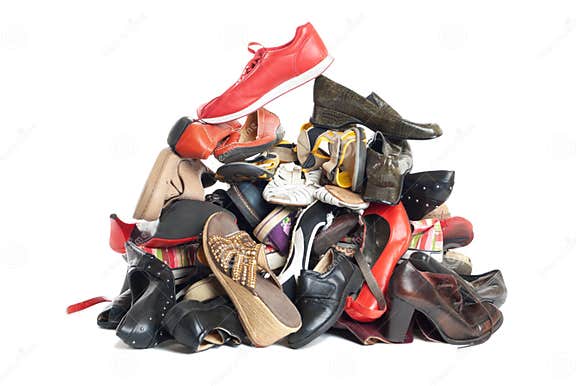 Pile of shoes | Isolated stock photo. Image of white - 17059008