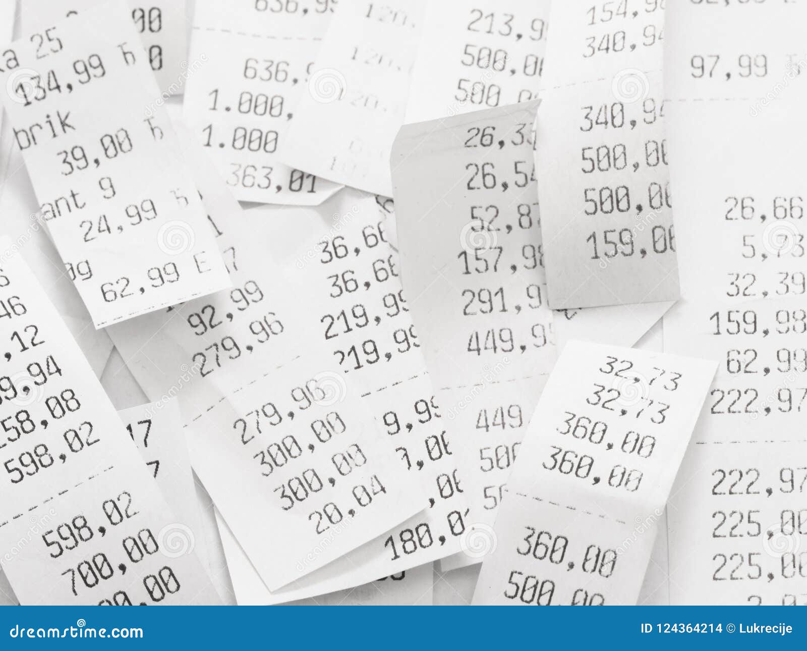 Pile of Shopping Receipts with Costs Stock Photo - Image of financial ...