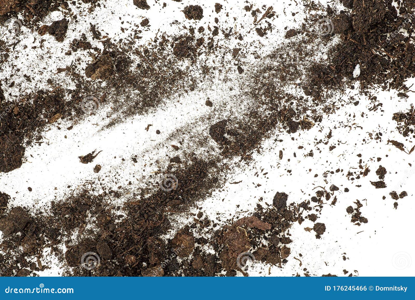 Pile of Soil, Dirt Isolated on White Background, Top View Stock Photo