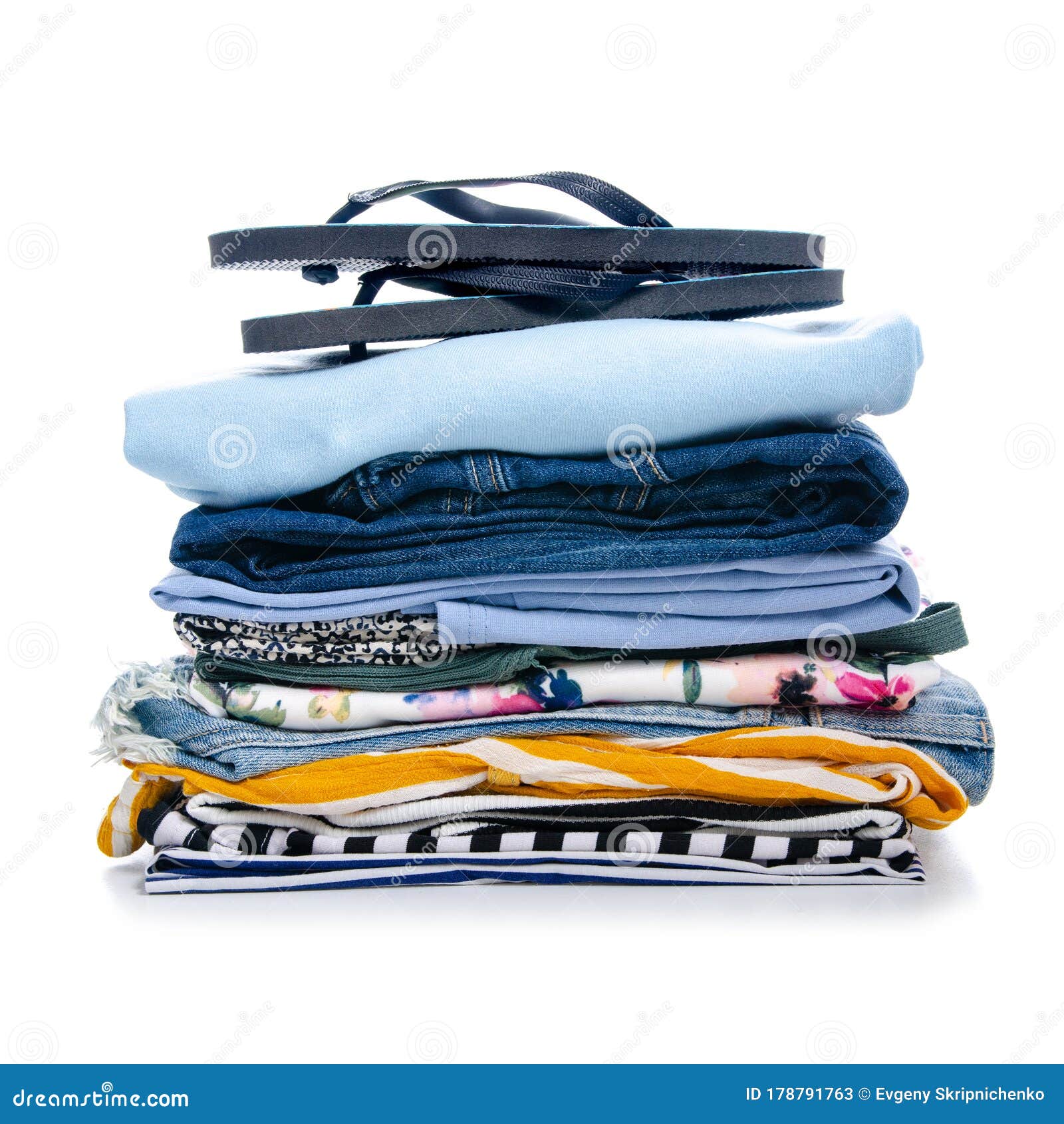 Pile stack summer clothes stock image. Image of female - 178791763