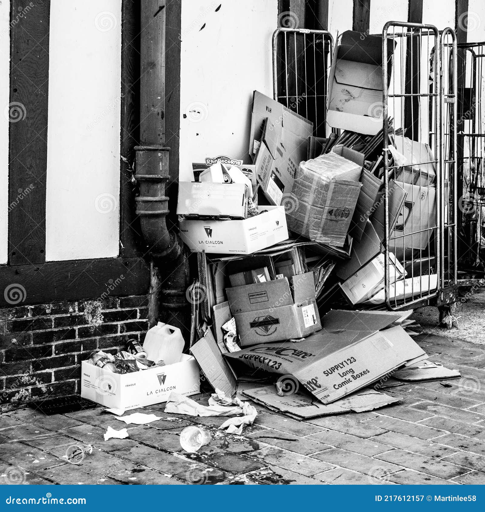 Pile or Stack of Waste Rubbish Cardboard Boxes Stacked Against a High  Street Wall with No People Editorial Photography - Image of coronavirus,  atmosphere: 217612157
