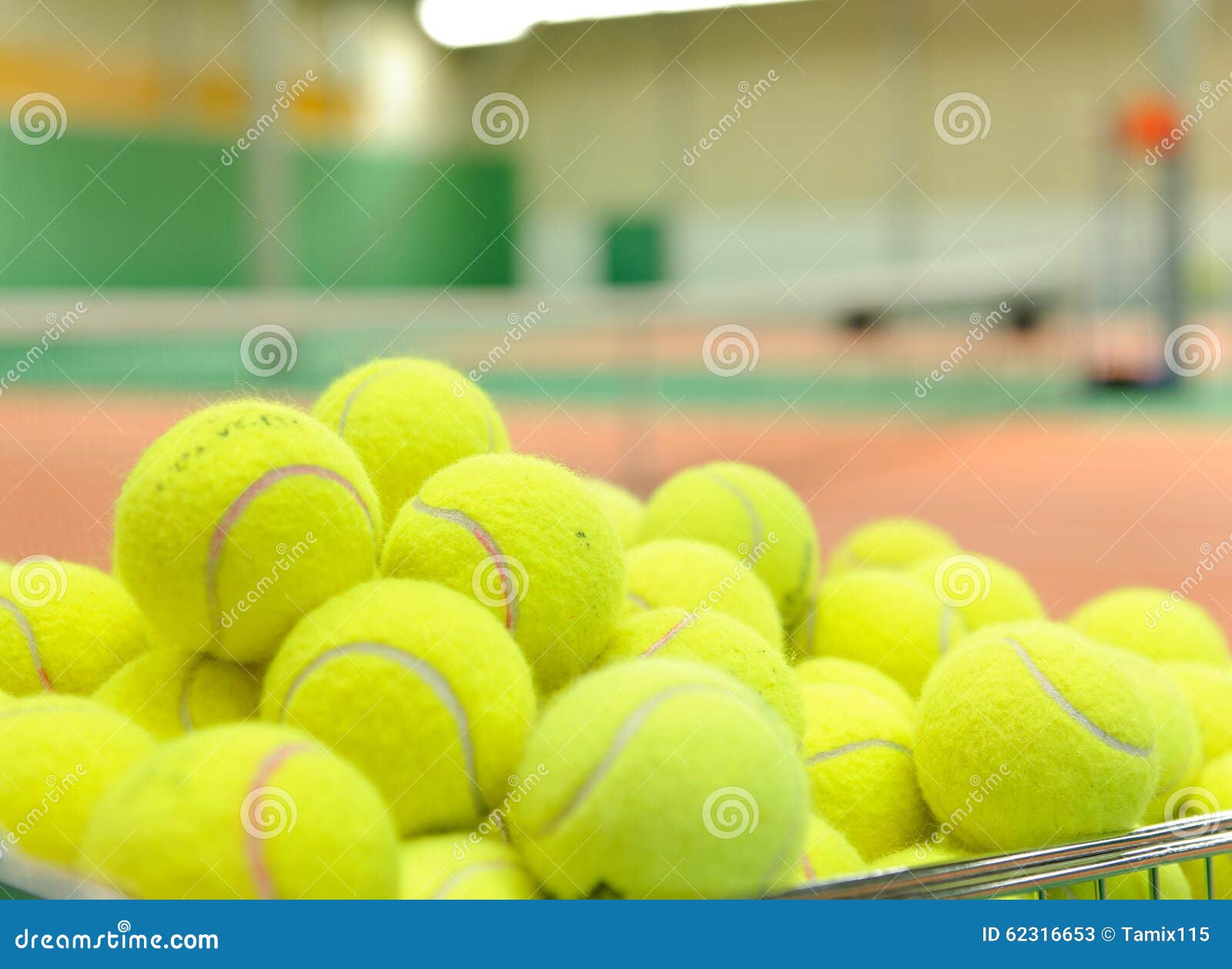 Pile of Tennis Balls in a Basket Stock Image Image of match, line