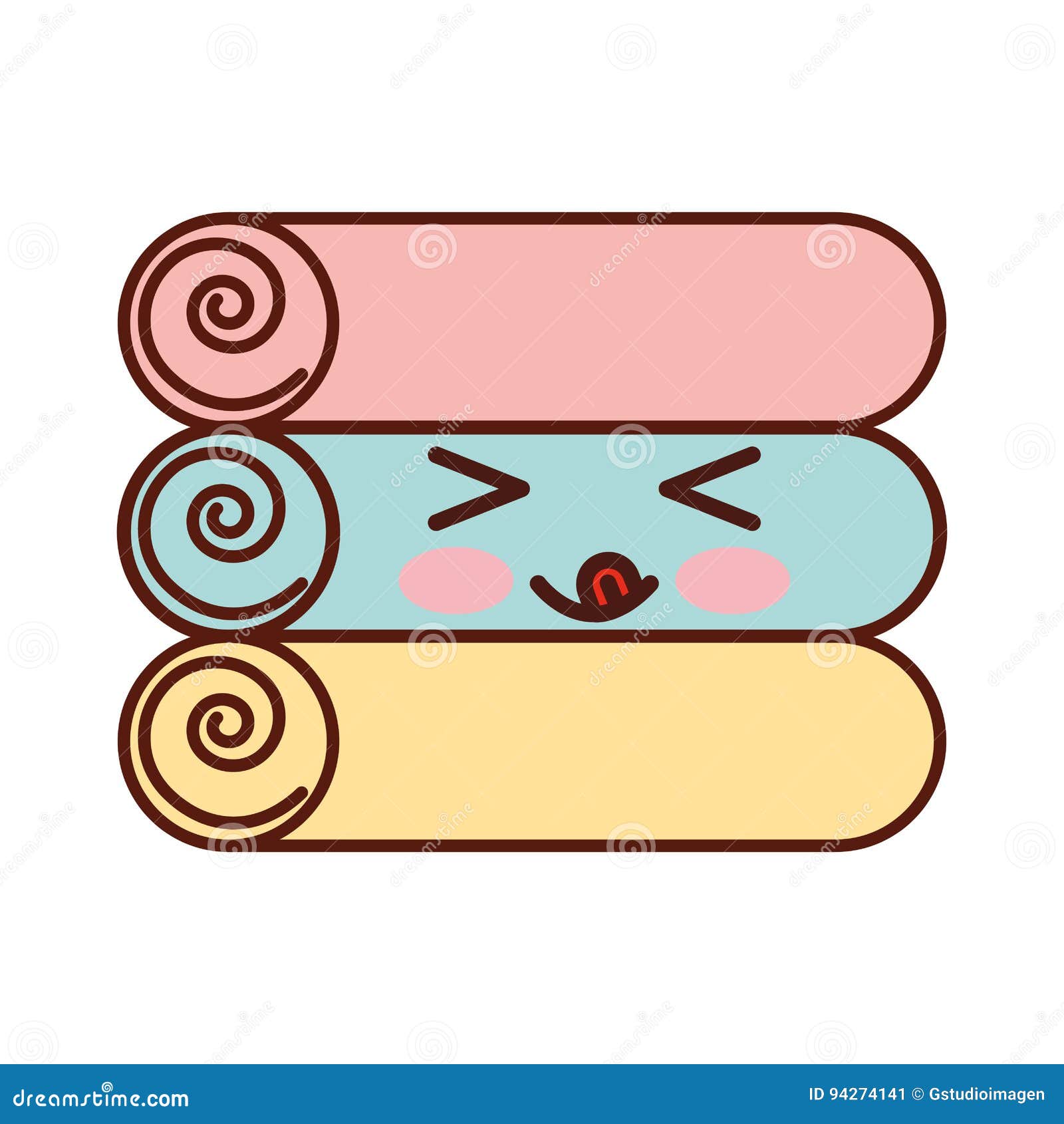 Pile Towels Kawaii Character Stock Vector Illustration of cleaning