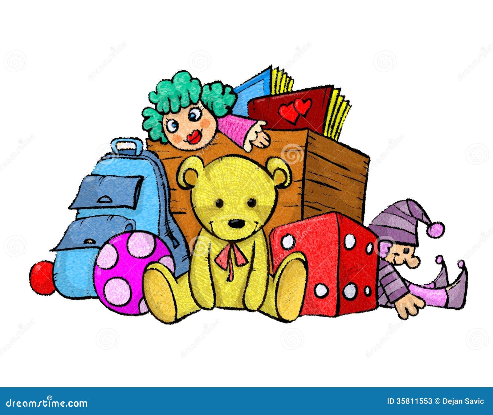 Pile of toys stock illustration. Image of toys, cute - 35811553