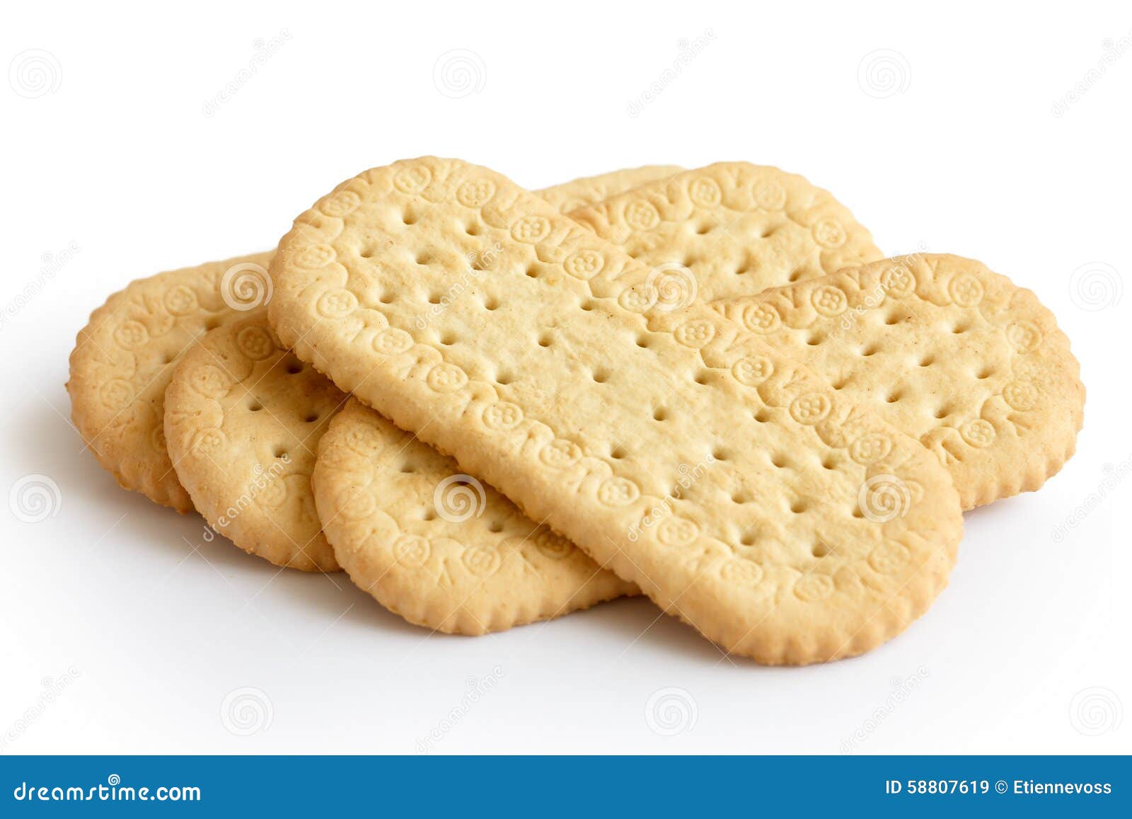 Pile Of Traditional Rich Tea English Biscuits  Isolated On 