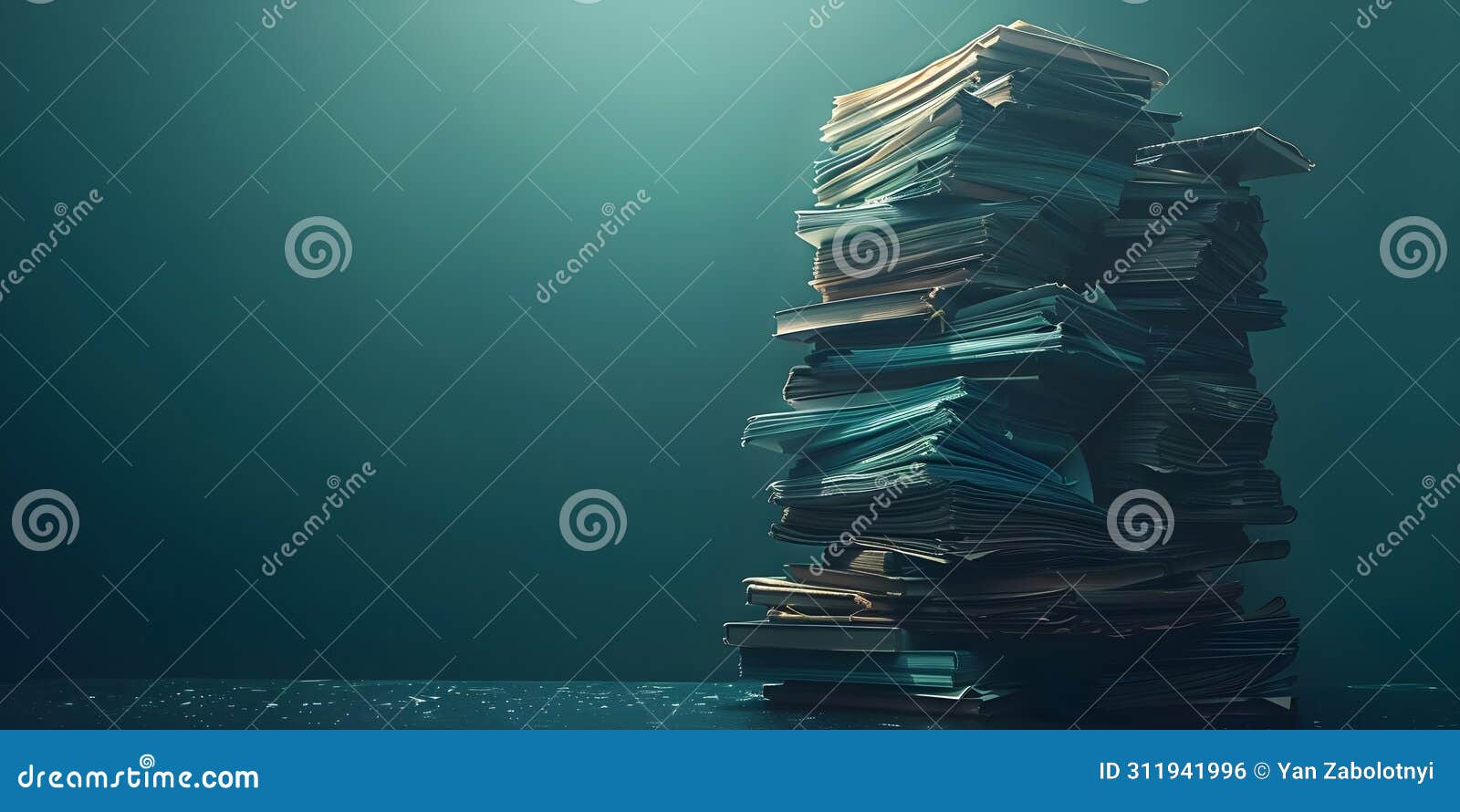 pile of unsolved case files representing backlog delay in the legal system due to inefficiencies.