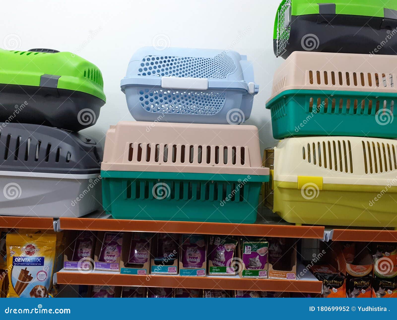 Pile of Various Pet Carrying Case with Various Pet Item Editorial