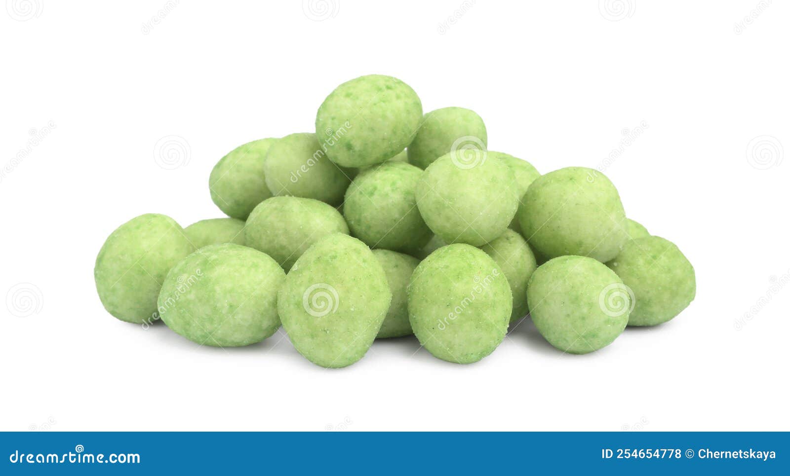 Pile of Wasabi Coated Peanuts on White Background Stock Photo Image
