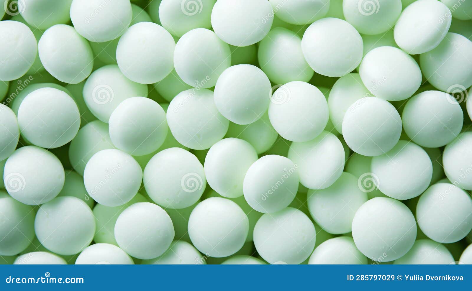 Pile of White Mints Candy with a Green Mint Leaves. Generative AI Stock
