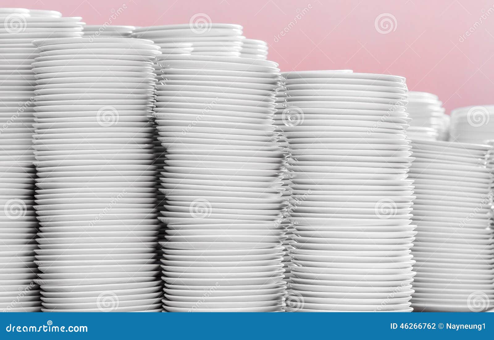 Pile of White Plates in Warehouse. Stock Photo Image of bowl, buffet 46266762