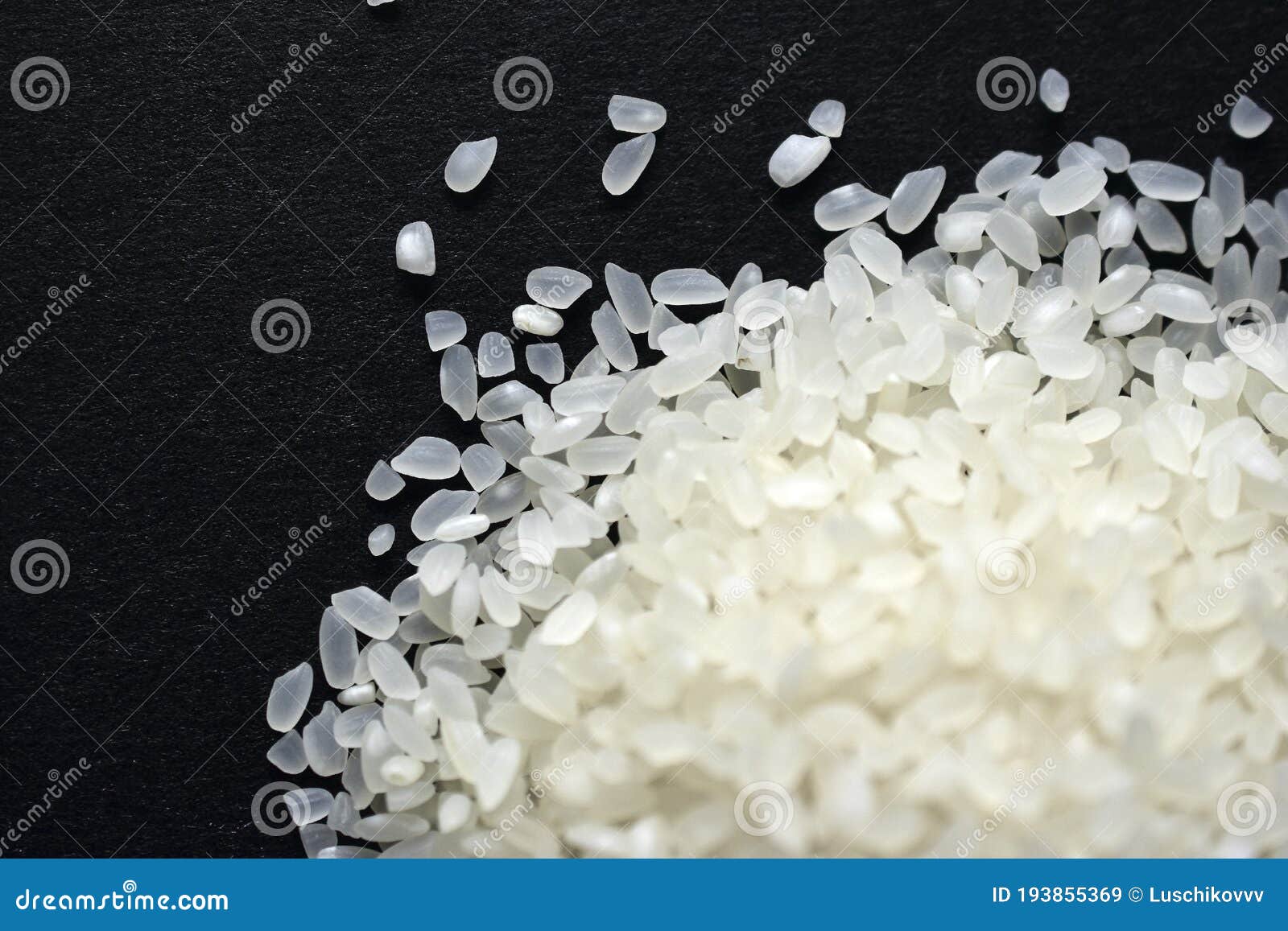 Pile of White Rice for Pilaf on a Black Background Stock Image Image