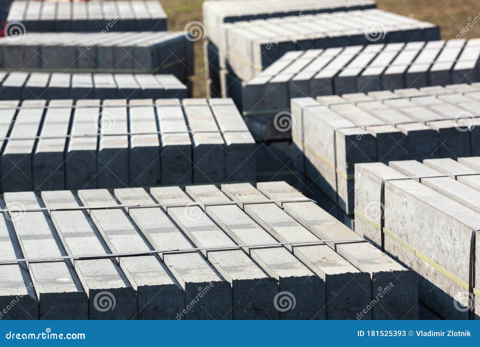 Piled Concrete Curbstones. Construction Material for Road Construction Works Stock Image Image