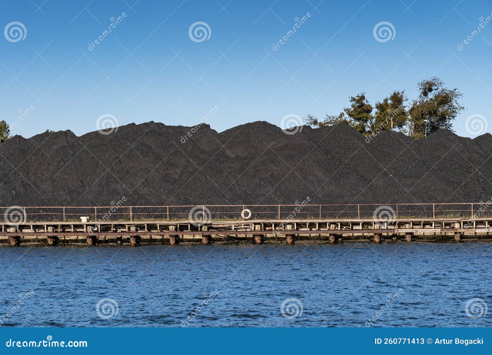 Piles of Coal at River Waterfront Stock Image Image of stockpile