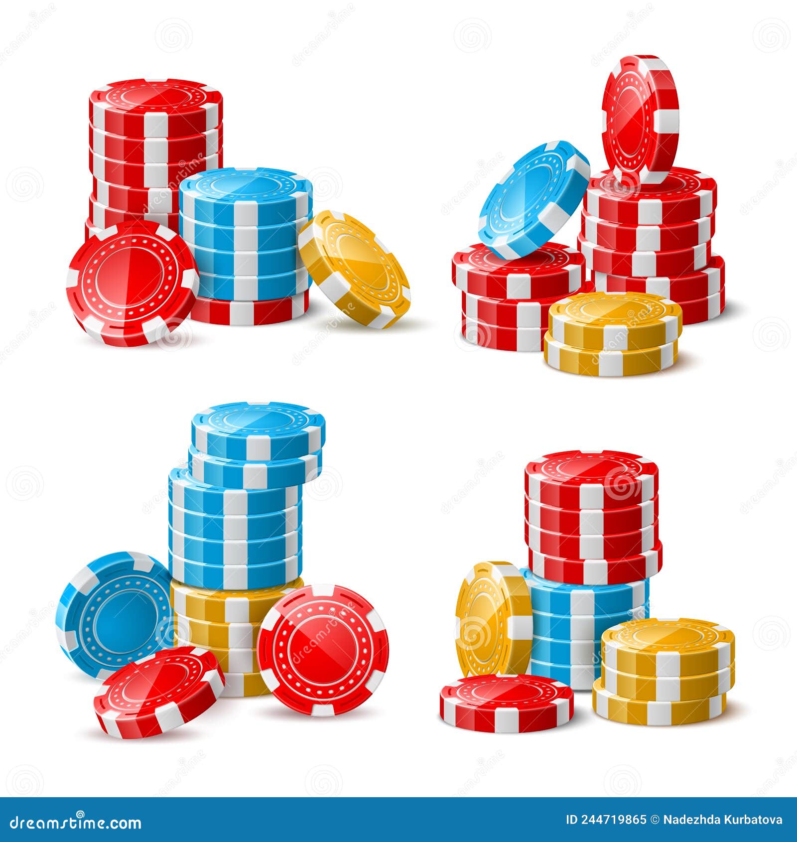 Ensemble De Jetons De Poker De Casino 3d