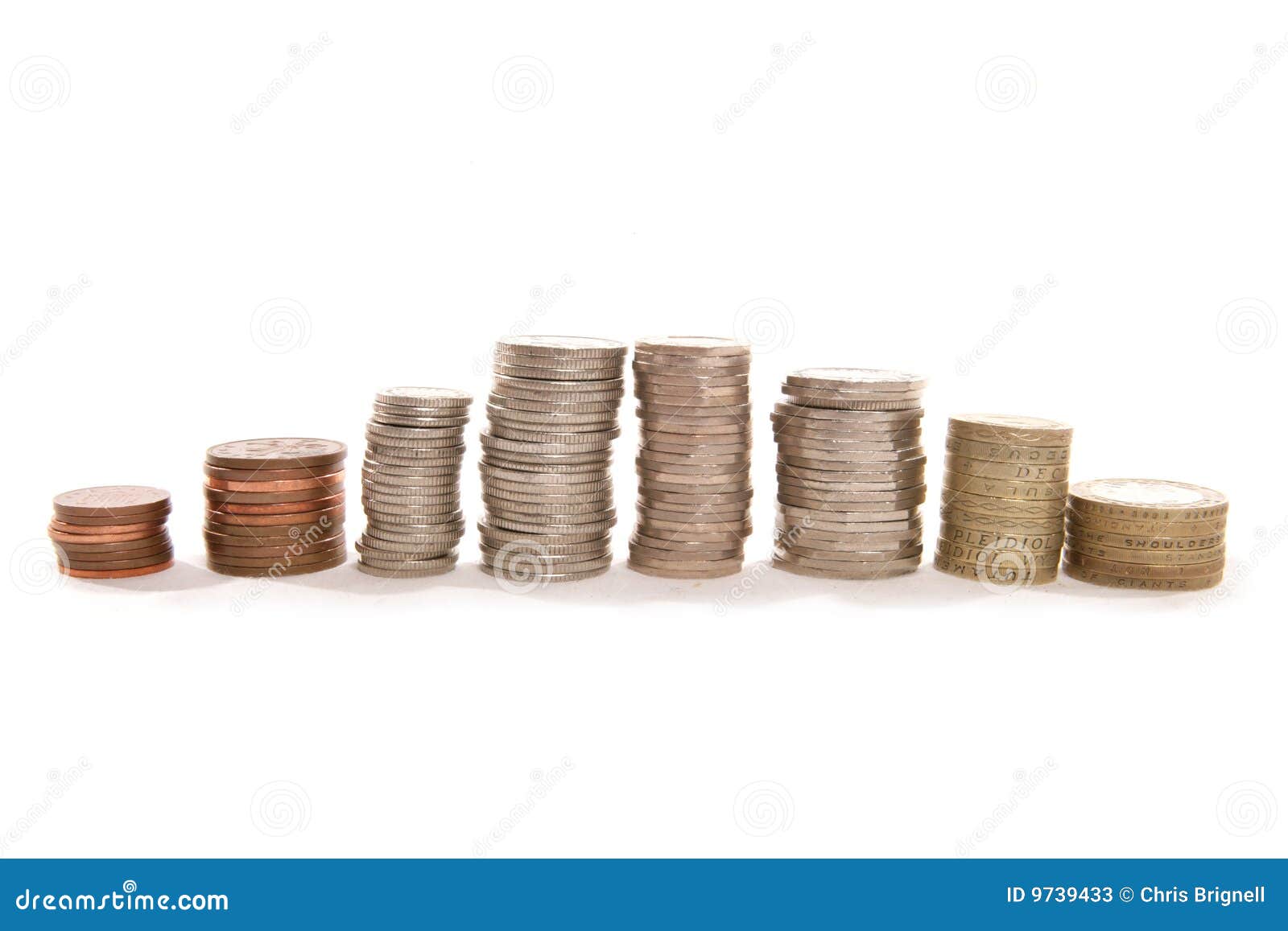 Piles of english money stock image. Image of british, pence 9739433
