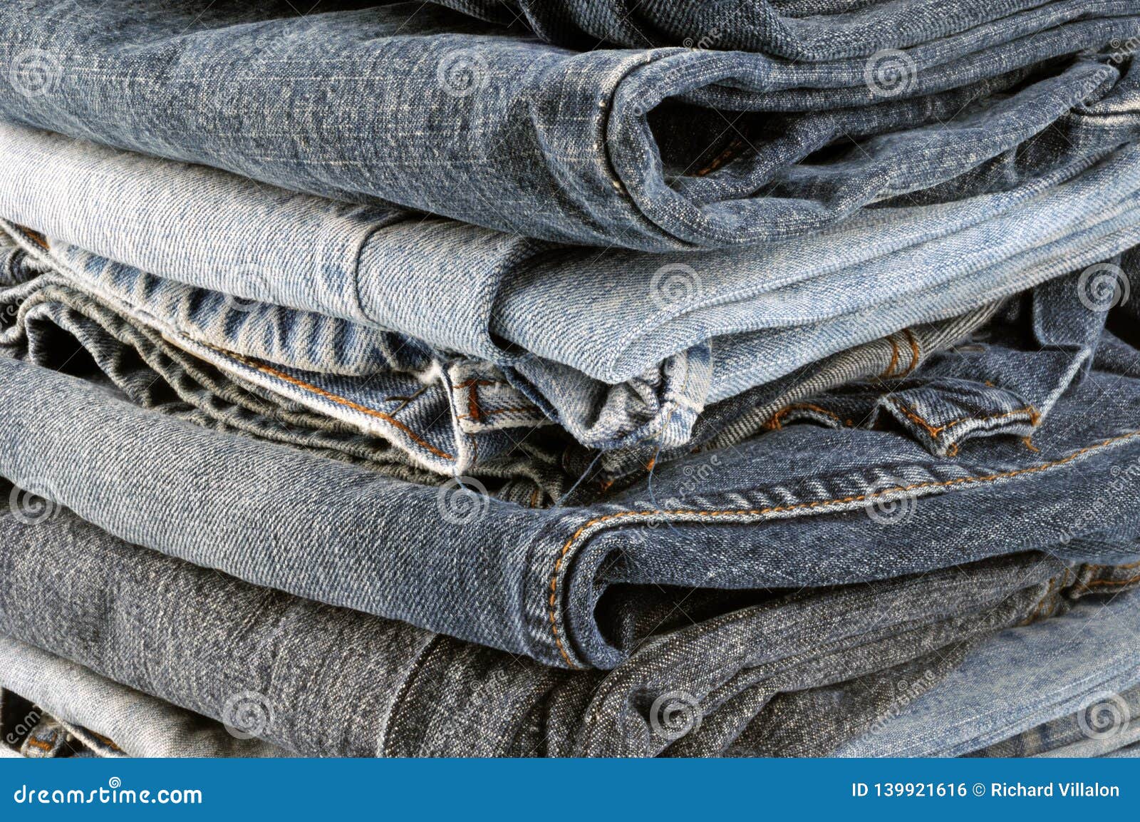 Piles of Jeans Folded in Close Up Stock Photo - Image of close, denim ...