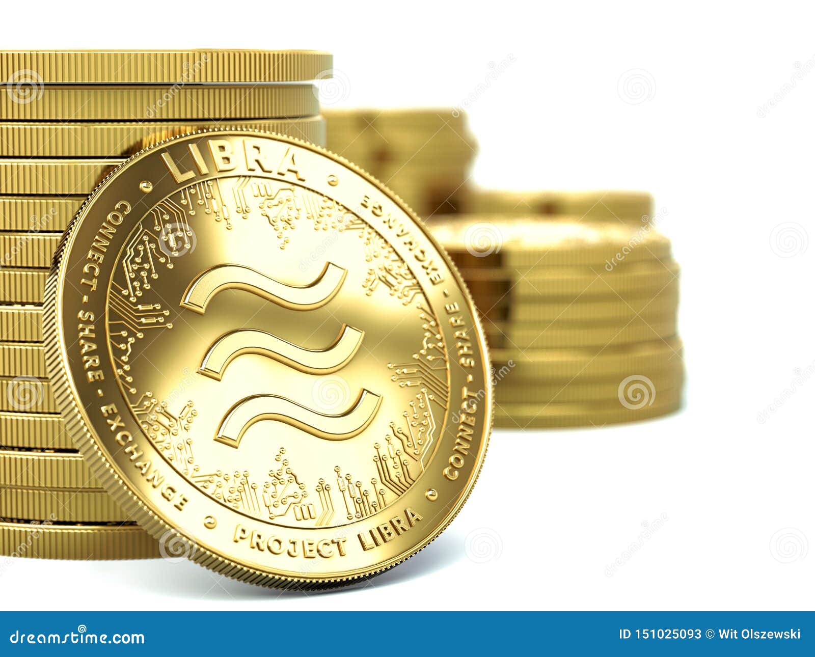 Piles Of Libra Cryptocurrency With One Coin Facing Towards ...