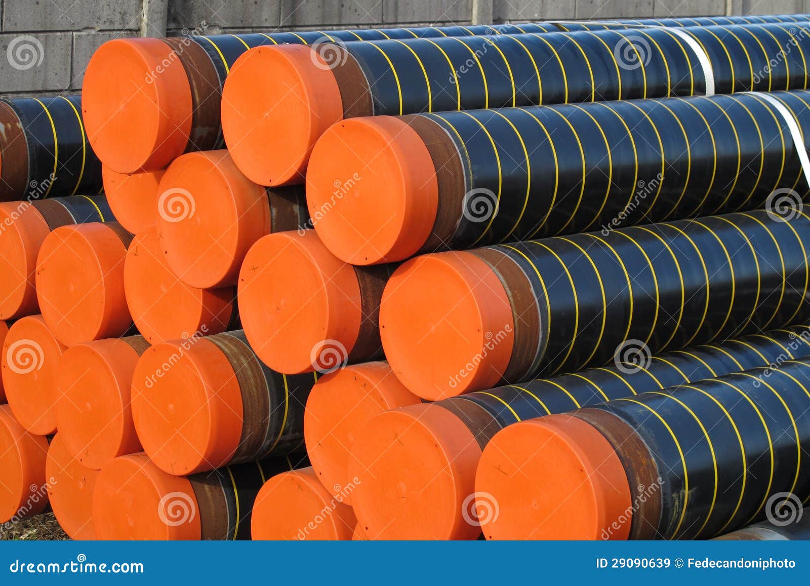 Piles of Plastic Pipes and Conduits for Transporting Gas Stock Image