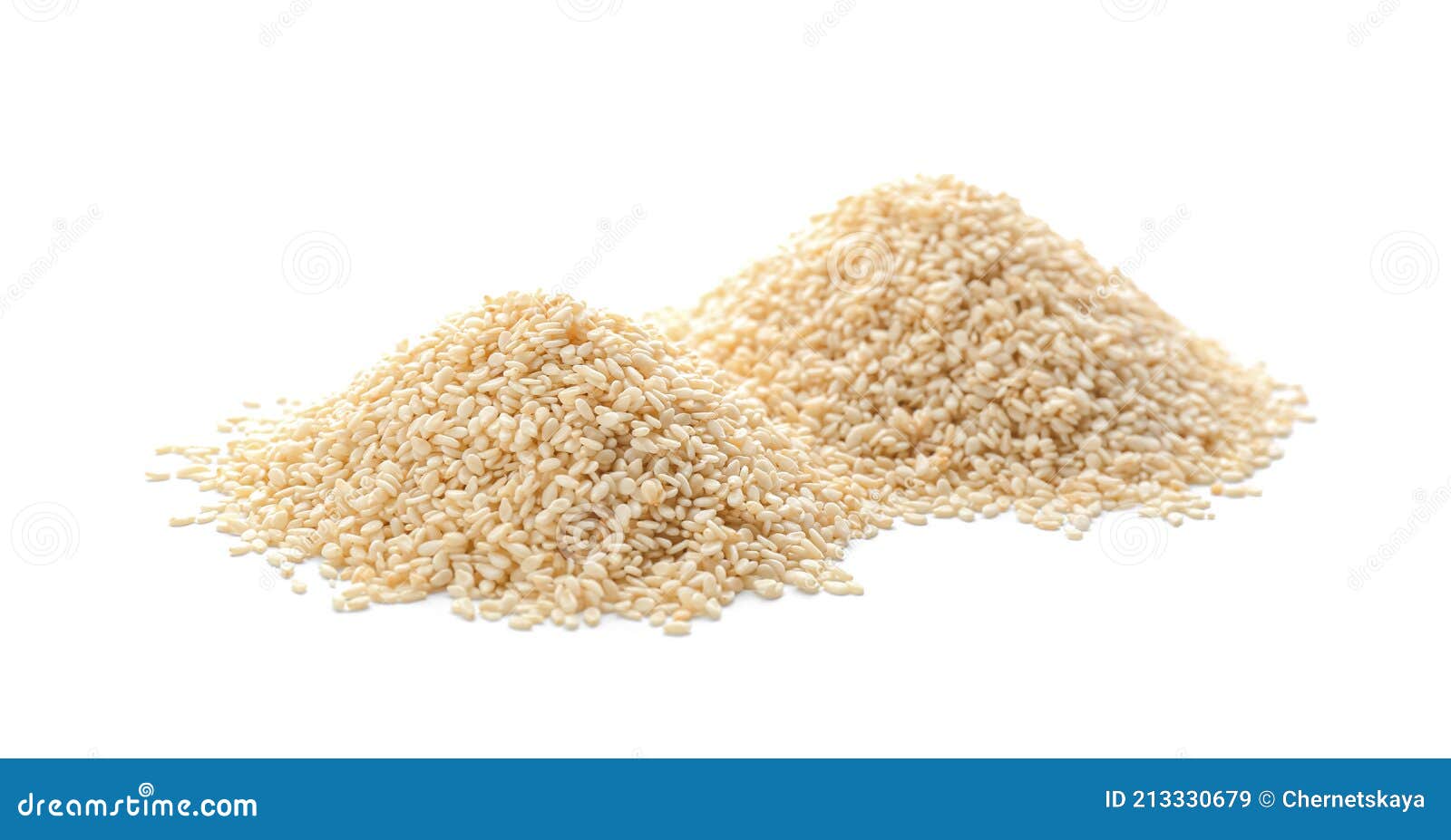Piles of Sesame Seeds on White Background Stock Image Image of
