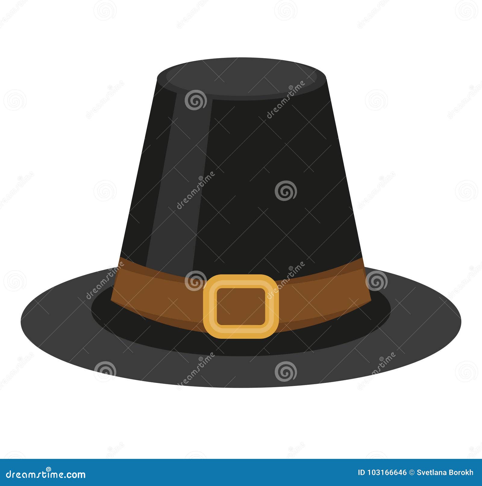 pilgrim hat icon, flat style. thanksgiving headdress.  on white background.  .