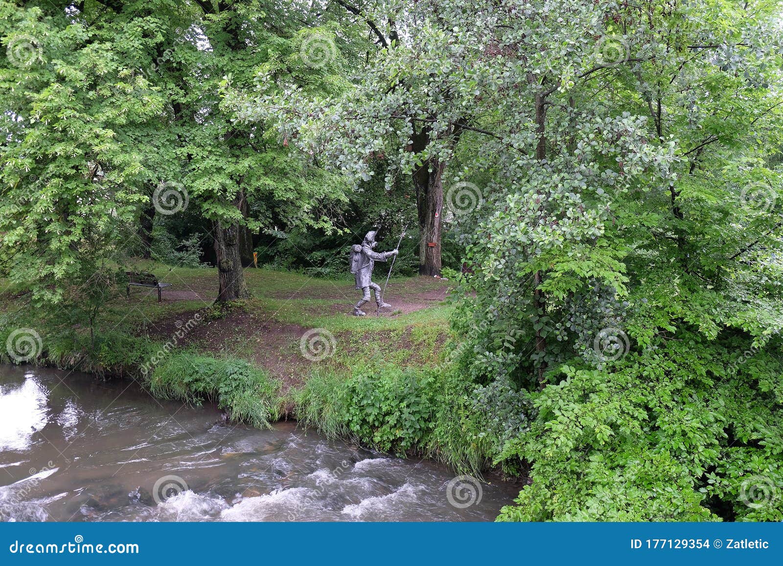 pilgrim to santiago de compostela statue in wasseralfingen, germany