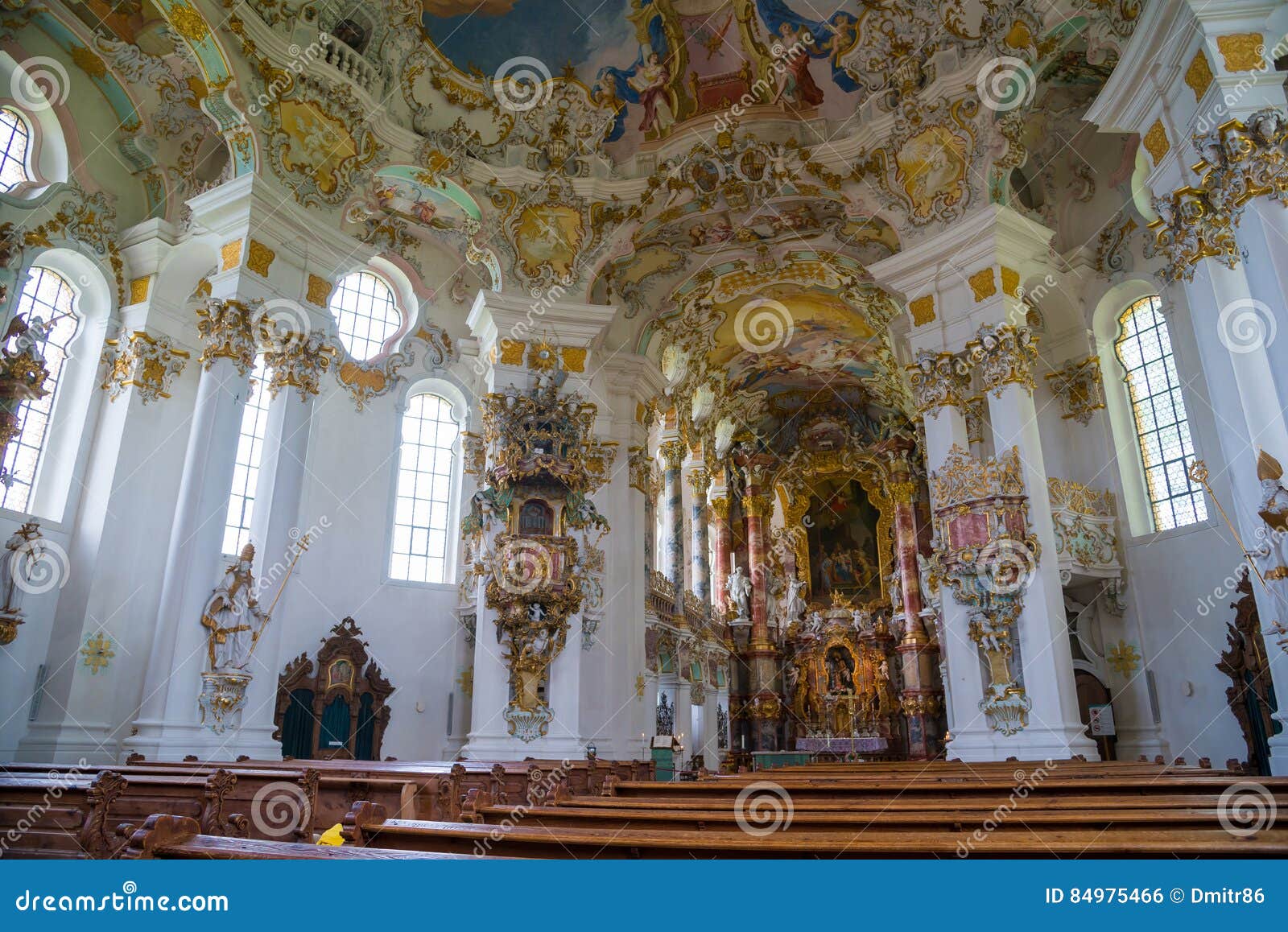 Pilgrimage Church of Wies. Interior View. Bavaria, Germany. Editorial Photo  - Image of baroque, sculpture: 84975466