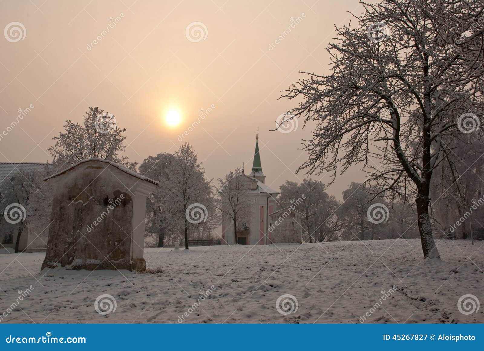 pilgrimage place by winter morning