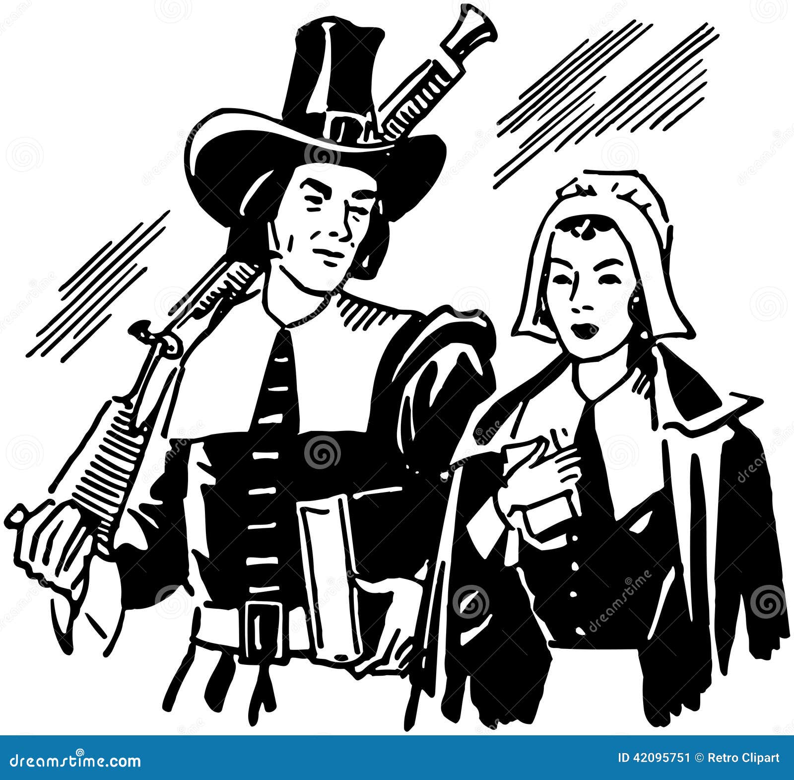 Pilgrims stock vector. Illustration of 1940, scalable 42095751