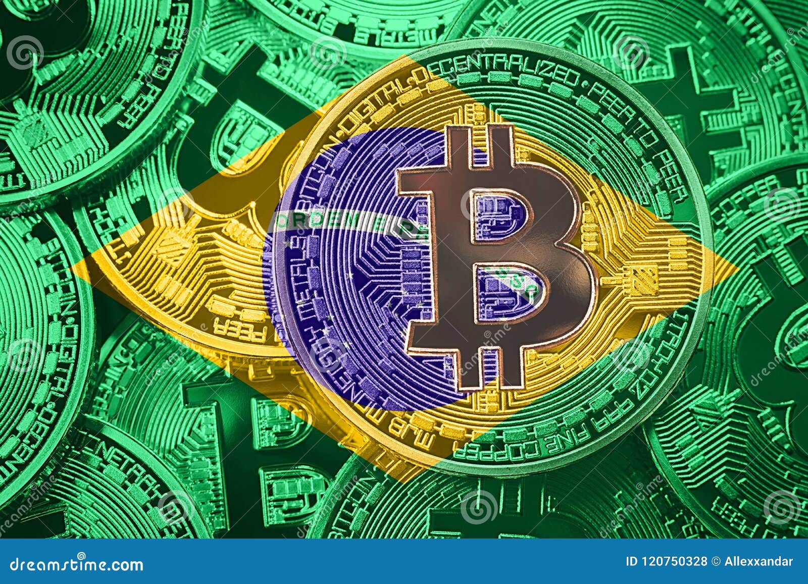 Pilha De Bitcoin Com a Bandeira Do Brasil. Conceito De Criptomoedas Bitcoin  Foto de Stock - Imagem de virtual, pagamento: 120750328