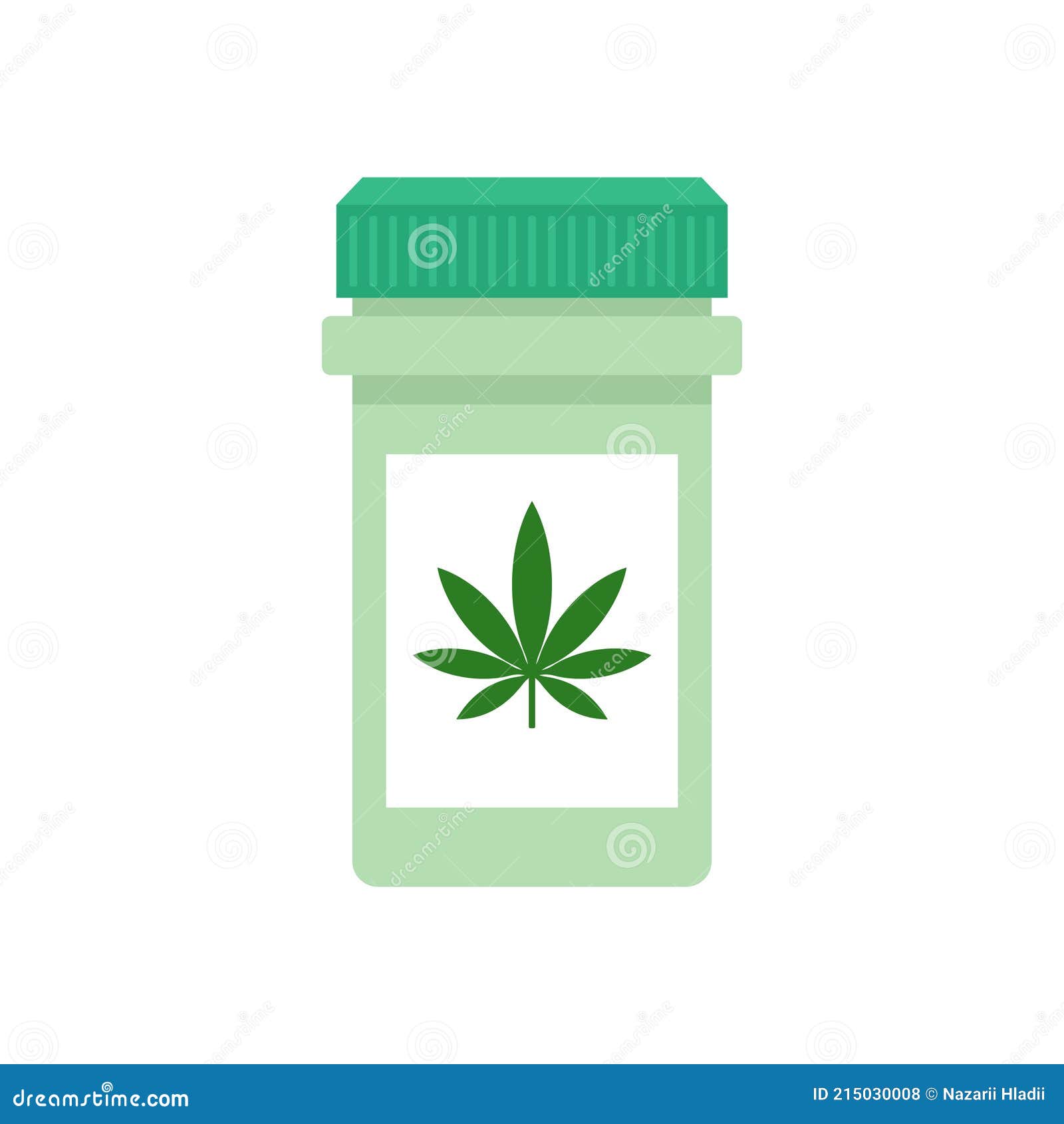 Pill Bottle with Medical Marijuana Pills. Vector. Stock Vector