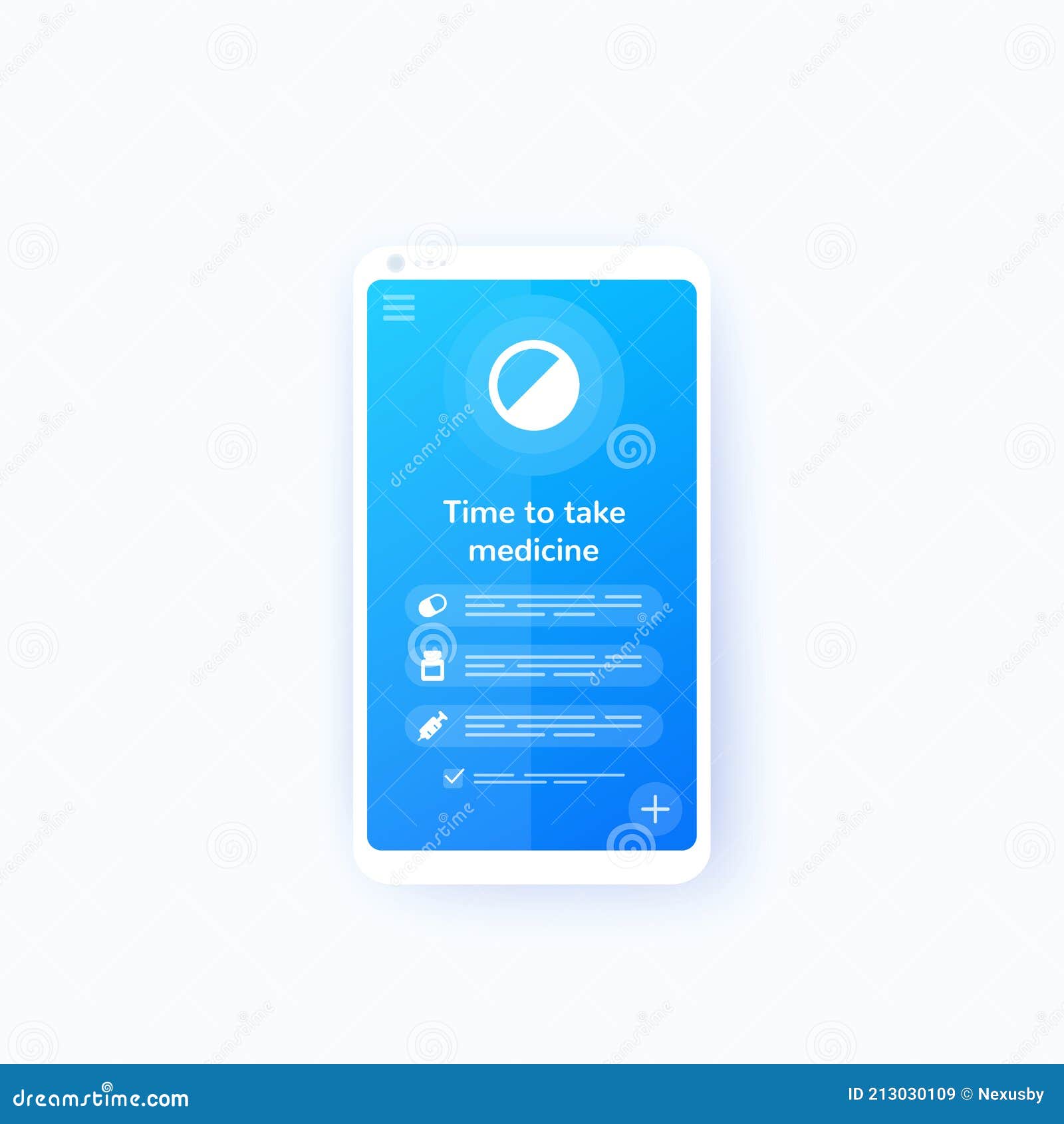 Pill Reminder Mobile App Ui Design, Vector Stock Vector - Illustration
