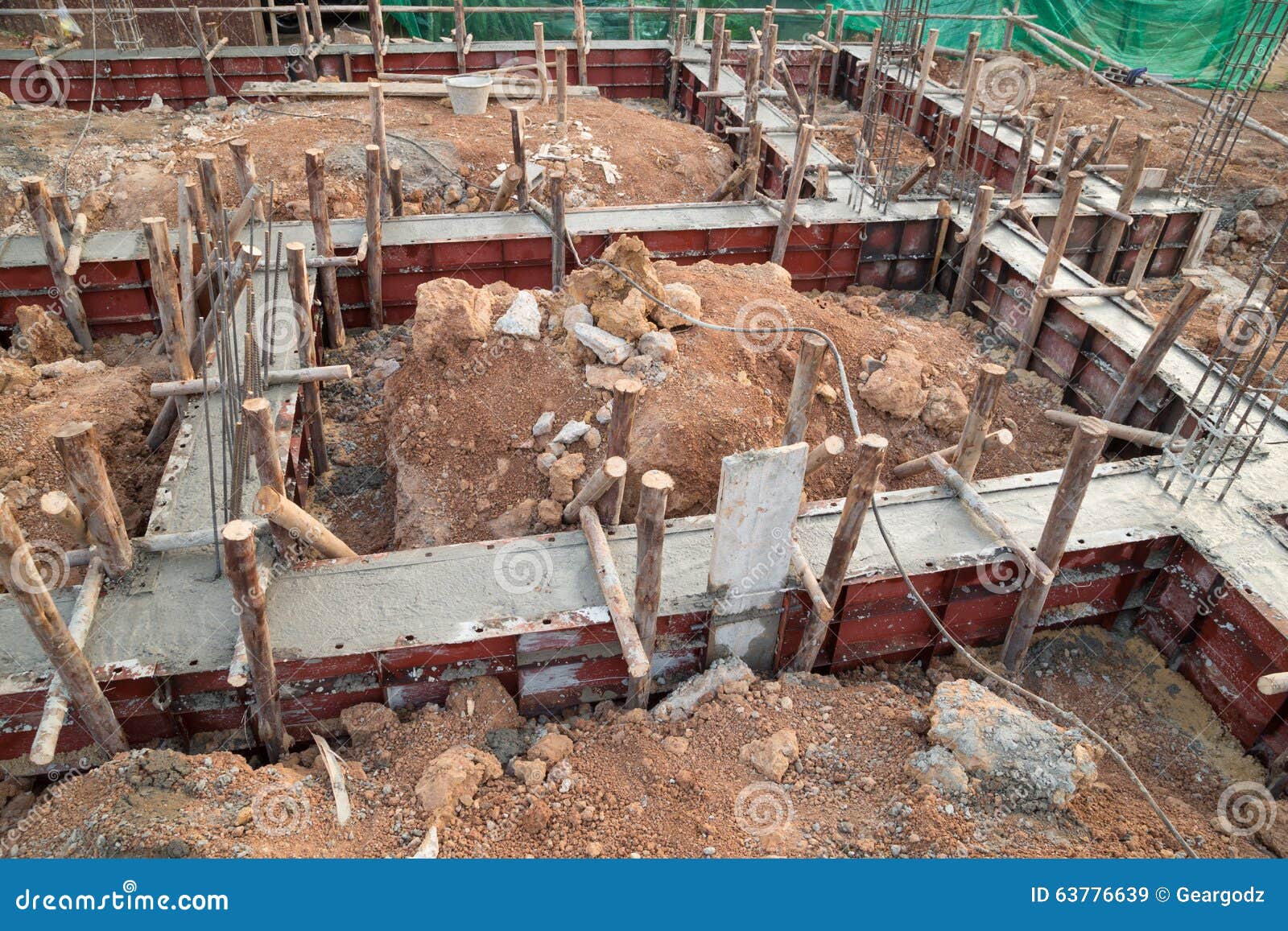 Pillar and Beam Being Constructed at Construction Site Stock Image