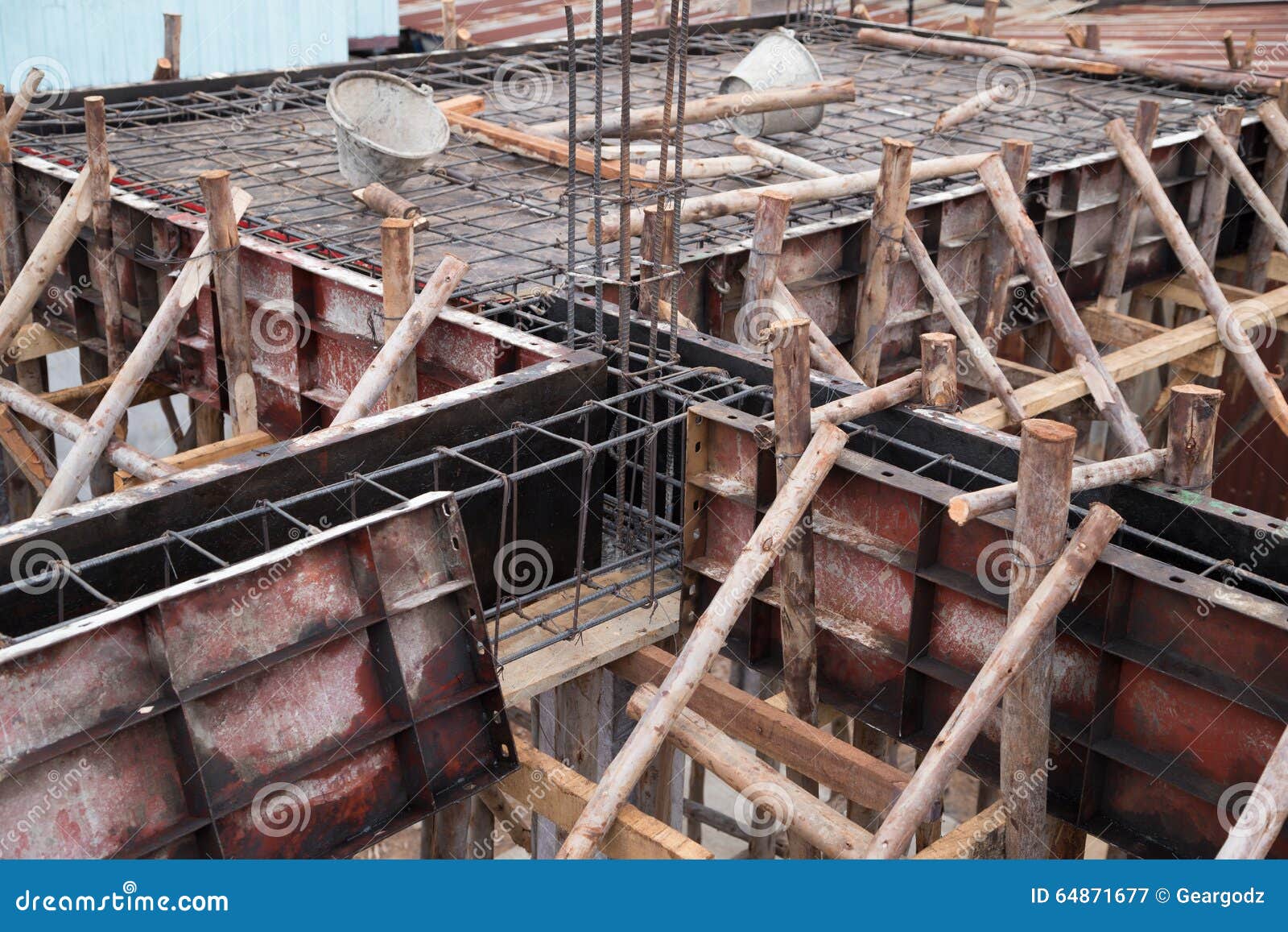Pillar and Beam Being Constructed Stock Image Image of mortar, labor