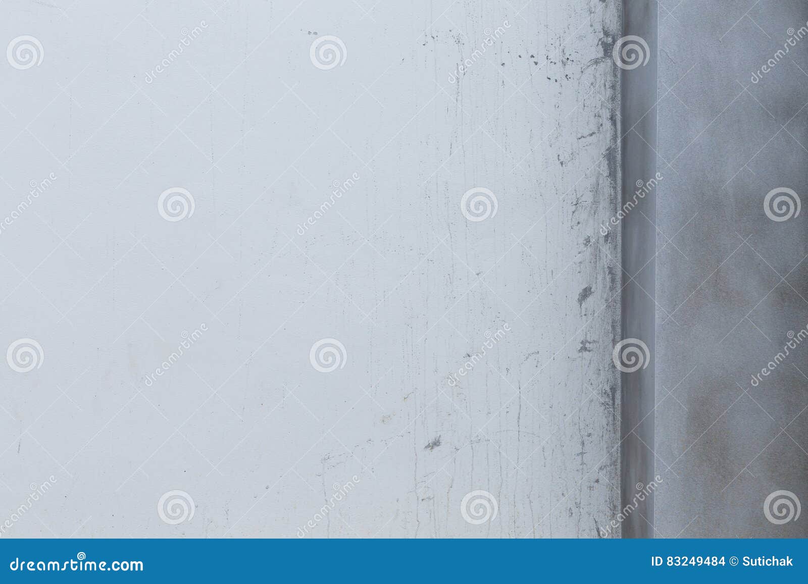 Pillar Cement Concrete and White Wall in Construction Stock Photo