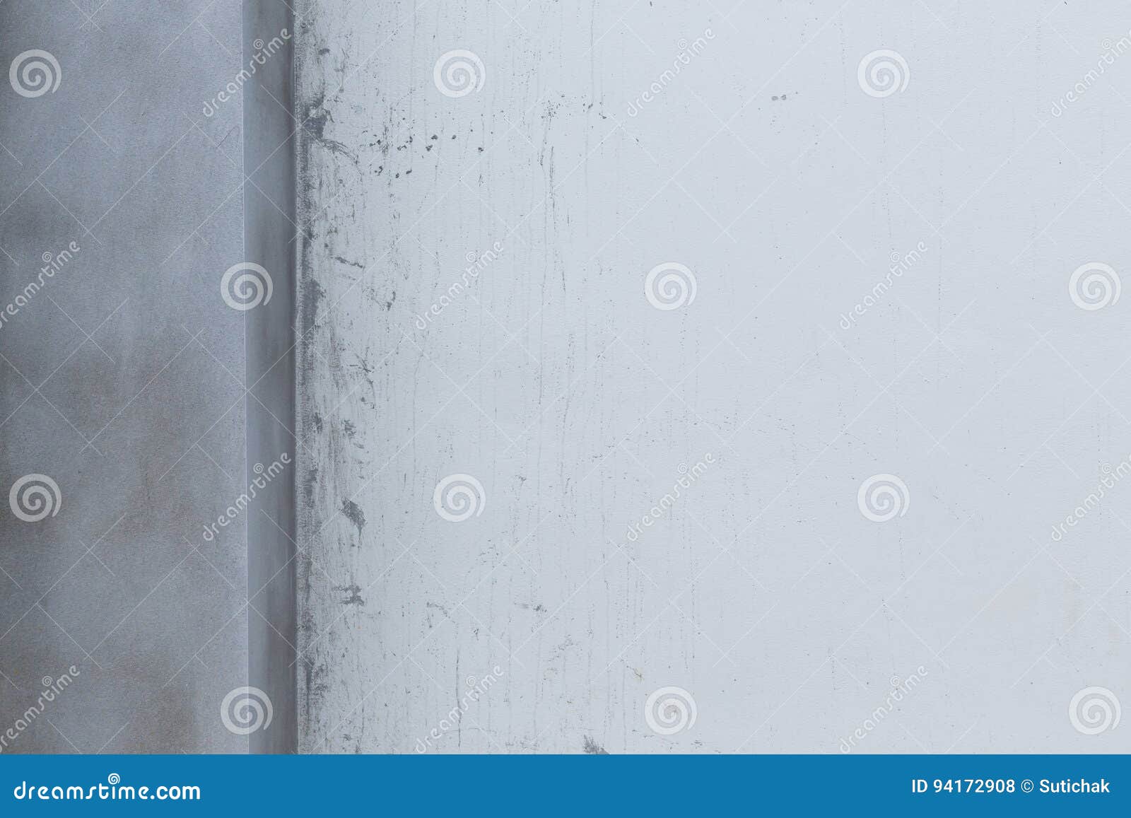 Pillar Cement Concrete and White Wall in Construction Stock Photo