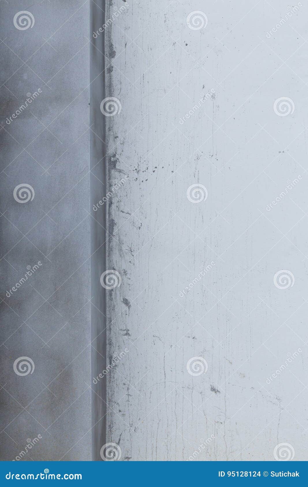 Pillar Cement Concrete and White Wall in Construction Stock Photo